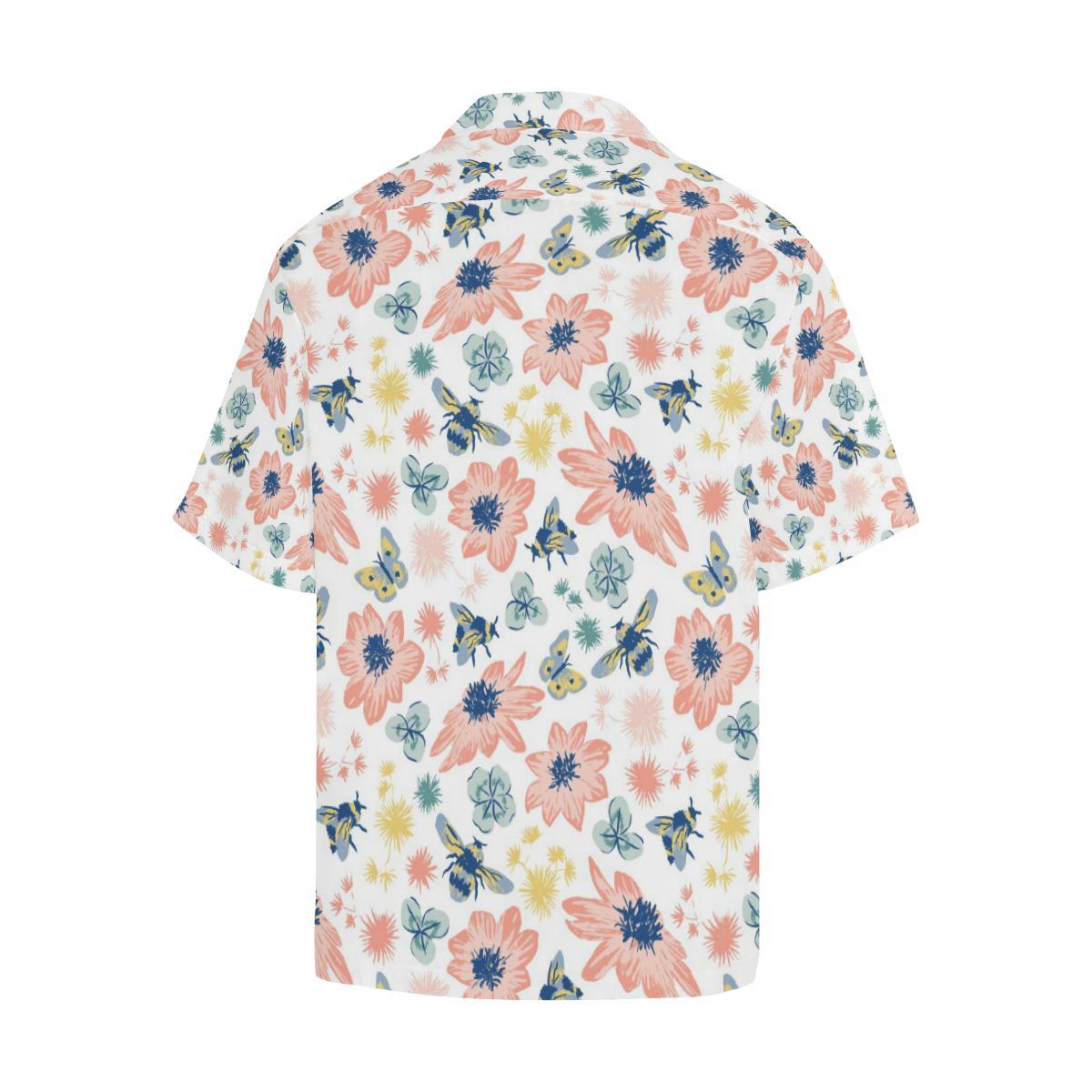 Hand Drawn Bee Pattern Mens All Over Print Hawaiian Shirt