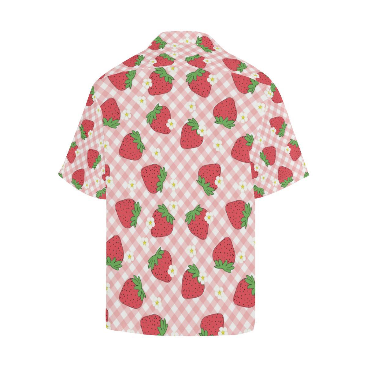 Strawberry Pattern Stripe Background Mens All Over Print Hawaiian Shirt
