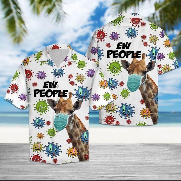 Giraffe Ew Button Hawaiian Shirt