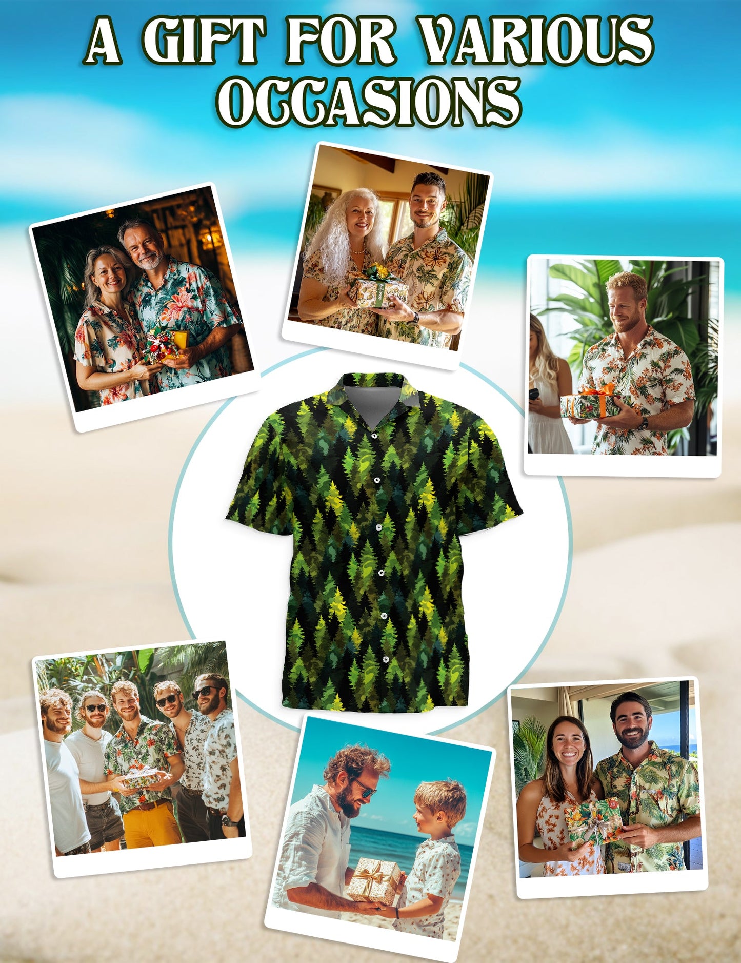 Camouflage Pine Tree Hawaiian Shirt for Men, Button Down Aloha Shirt - Azhawaiian