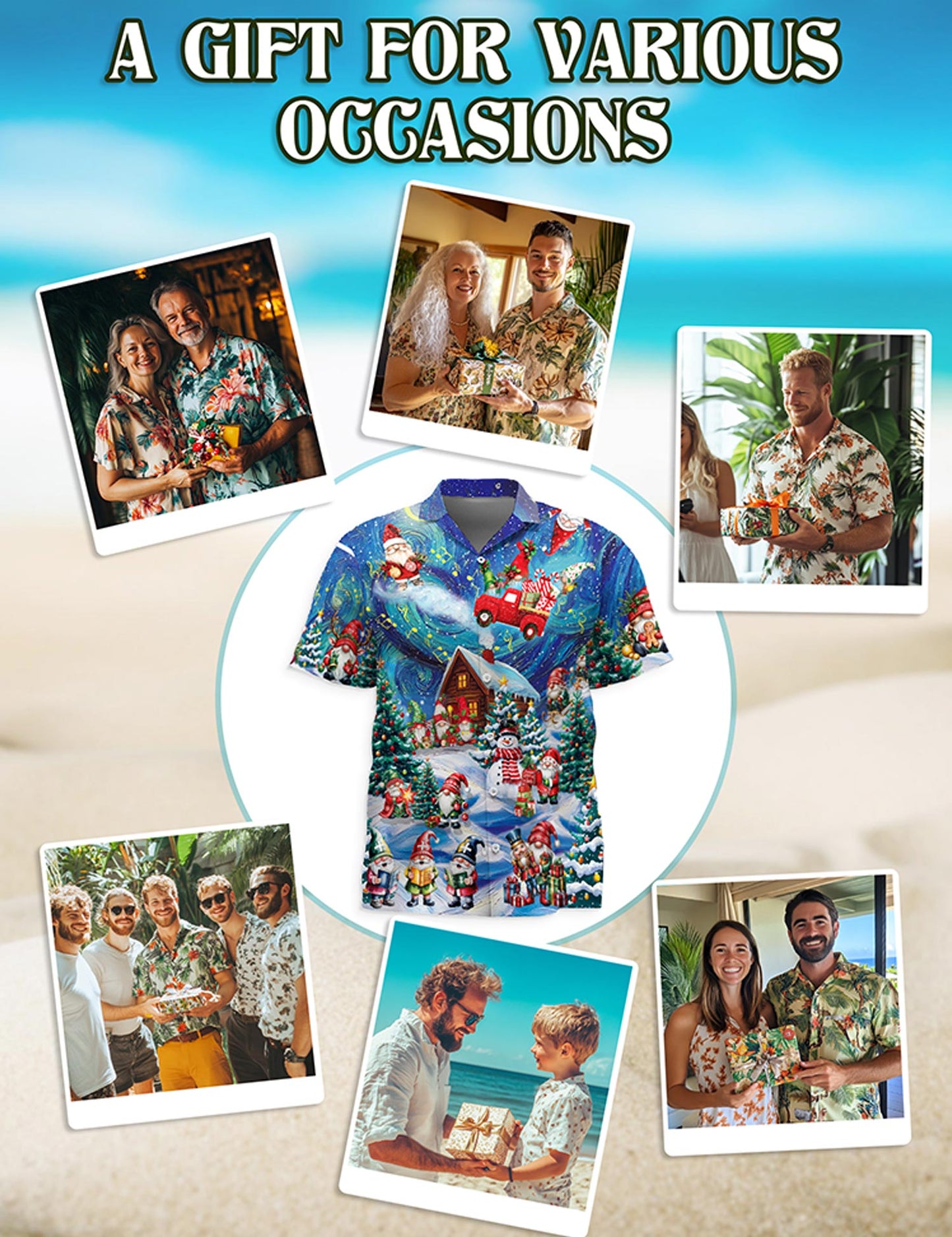 Christmas Gnome Hawaiian Shirt for Men, Button Down Aloha Shirt - Azhawaiian