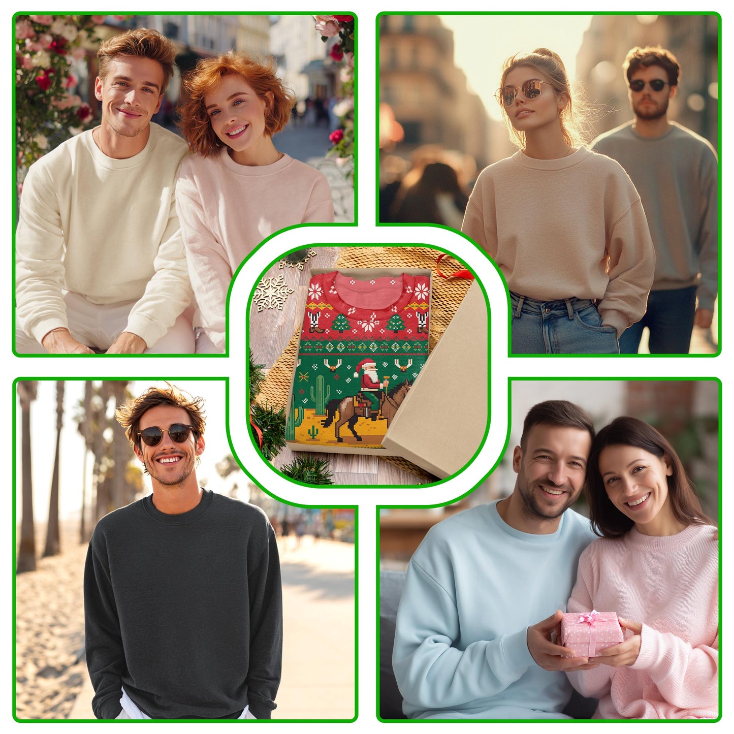 Western Cowboy Santa Christmas Sweatshirt – Christmas 3D All Over Print Design