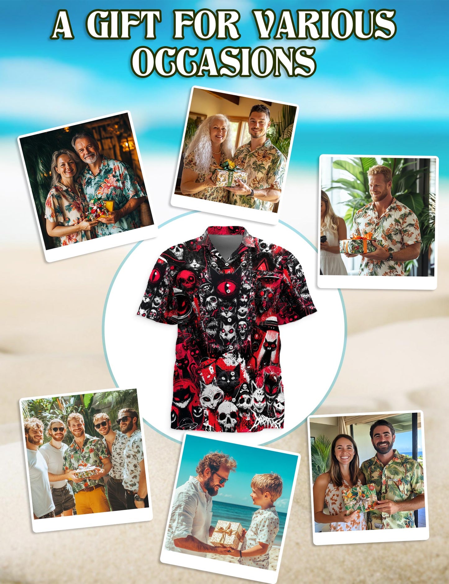 Black Cat UFO Alien Halloween Hawaiian Shirt for Men, Button Down Aloha Shirt - Azhawaiian