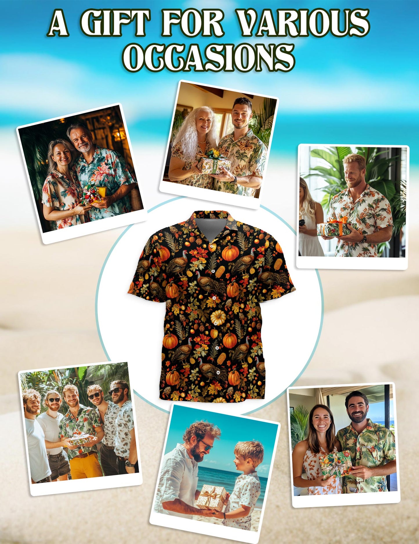 Happy Turkey Day Thanksgiving Hawaiian Shirt for Men, Button Down Aloha Shirt - Azhawaiian
