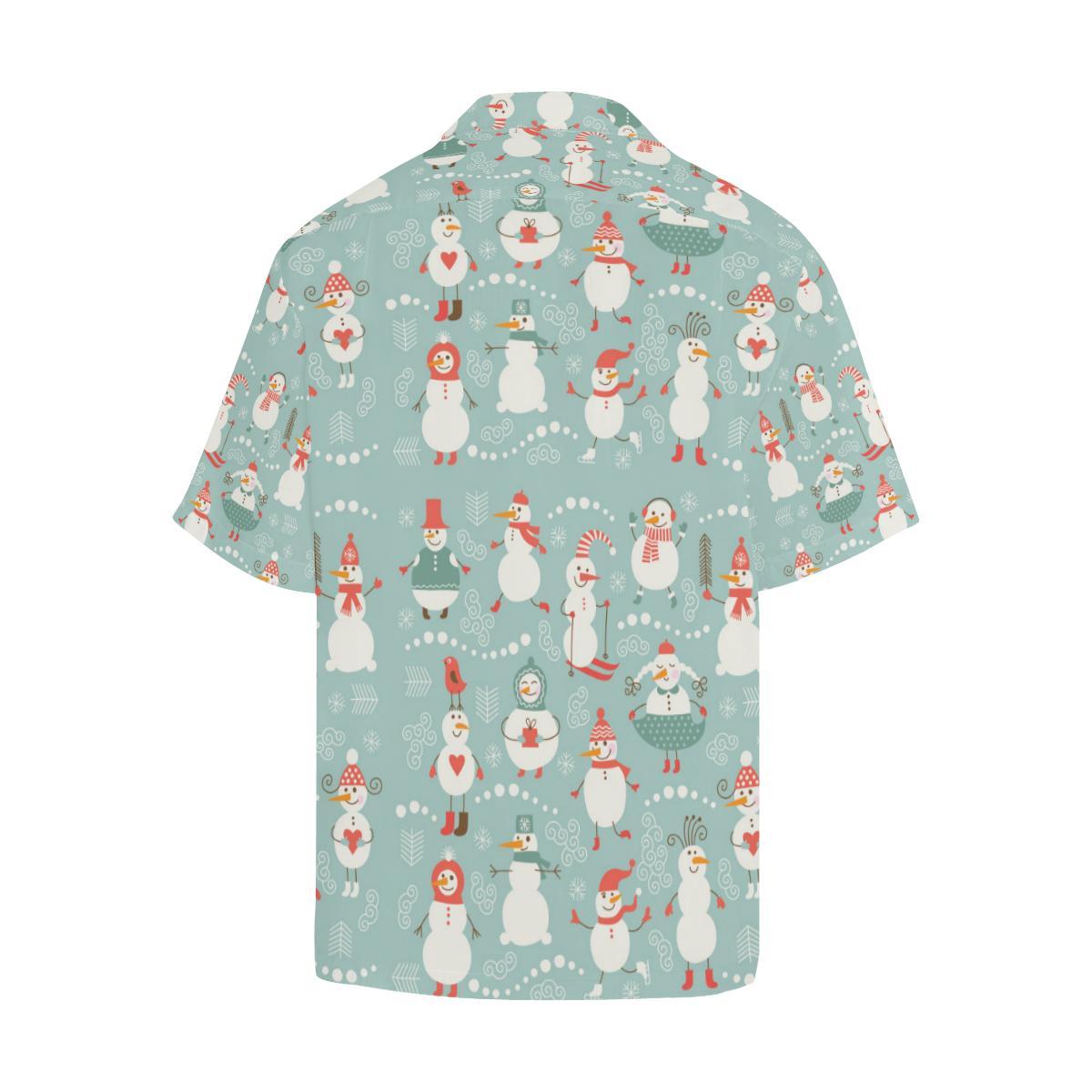 Cute Snowman Pattern Mens All Over Print Hawaiian Shirt