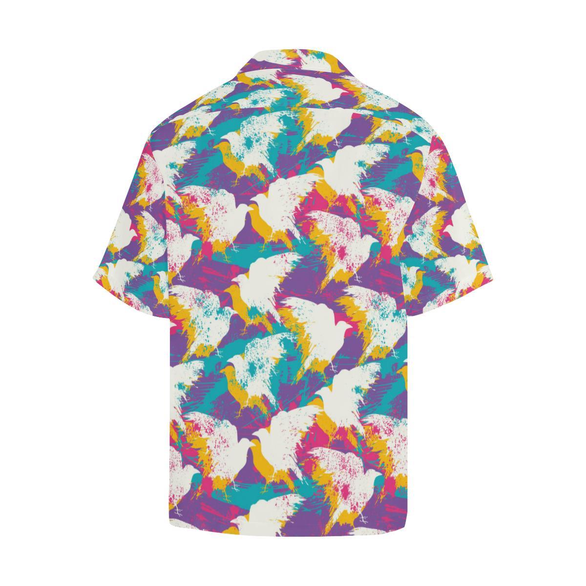 Colorful Crow Illustration Pattern Mens All Over Print Hawaiian Shirt