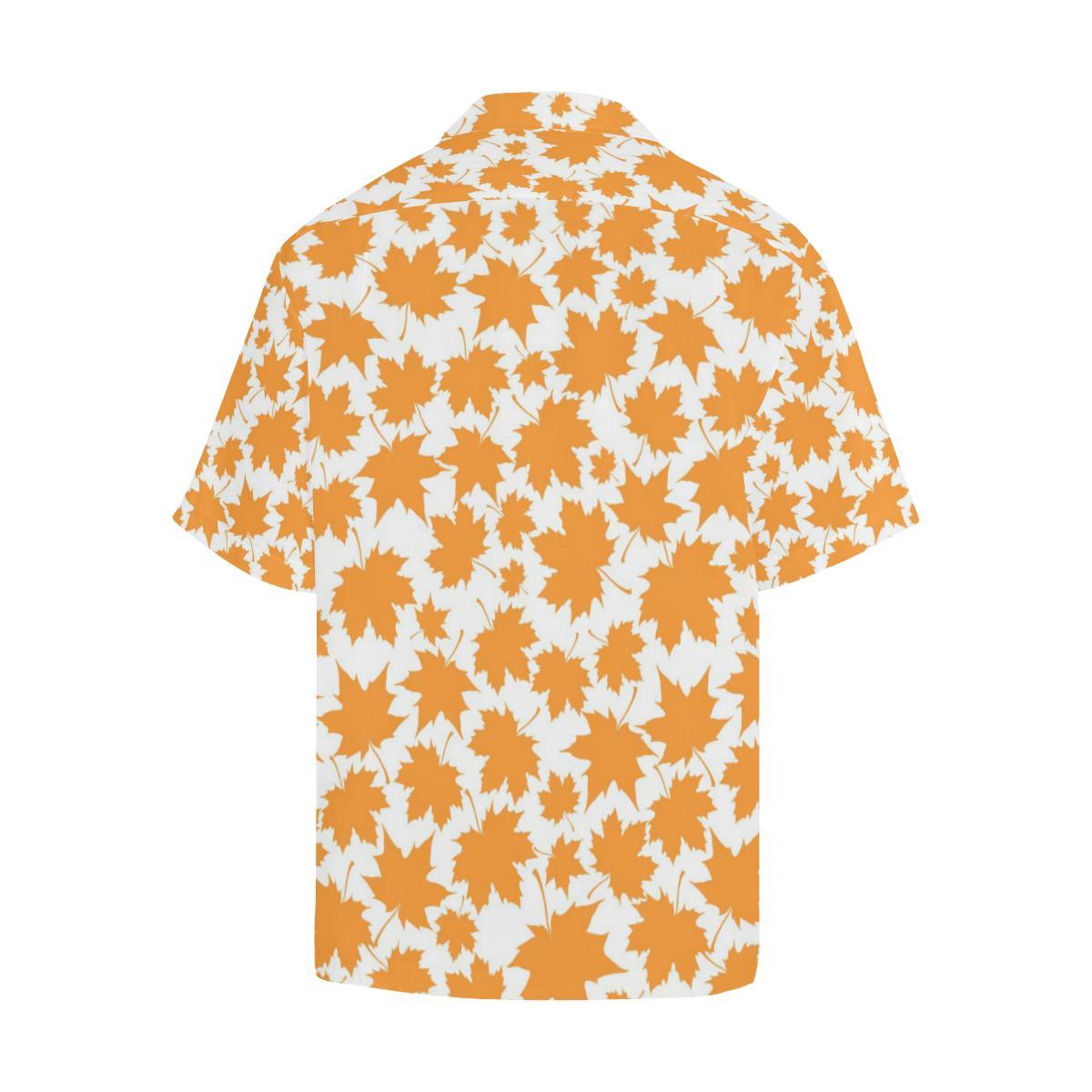 Orange Maple Leaf Pattern Mens All Over Print Hawaiian Shirt