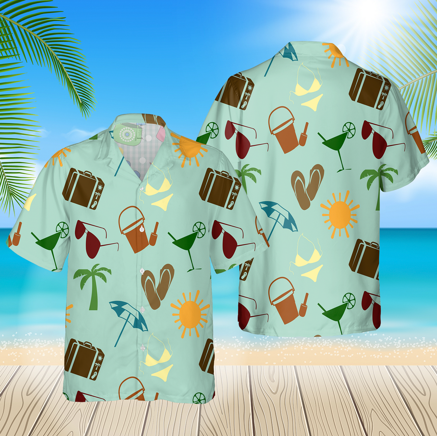 Summer And Beach Seamless Pattern Green 3D Hawaii Shirt Hawaii