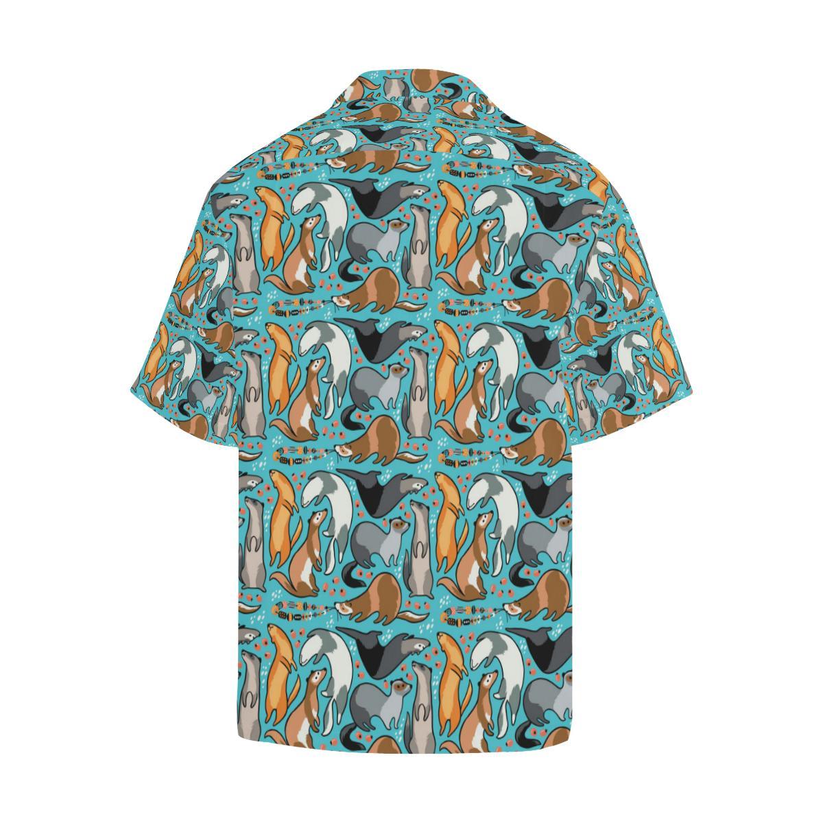 Ferret Pattern Print Design Hawaiian Shirt