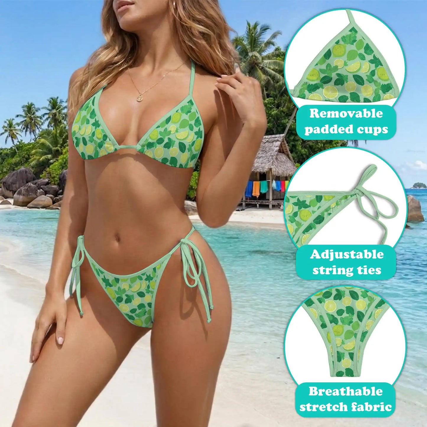Lemon Bikini Set for Women, Two Piece Swimsuit, Citrus Fruit Beachwear | Azhawaiian