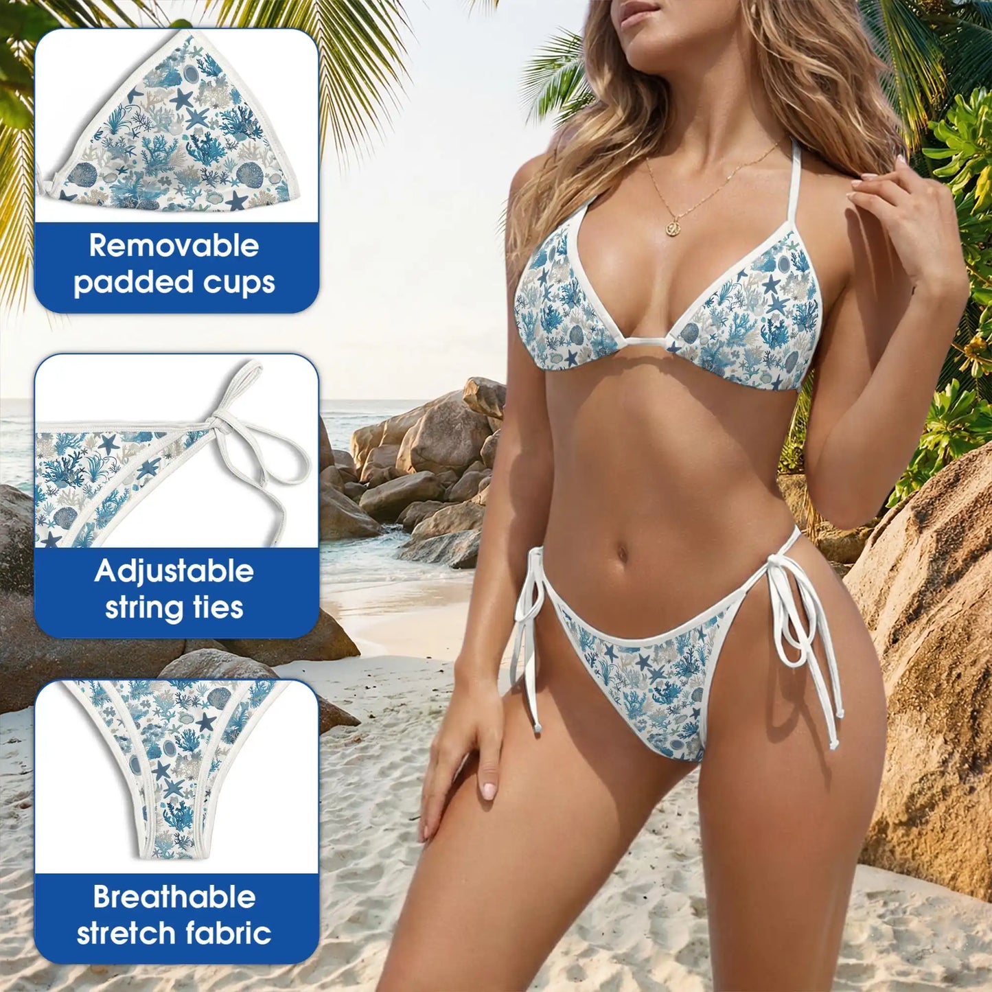 Coral Reef Bikini Set, Ocean Inspired Two Piece Swimsuit | Azhawaiian