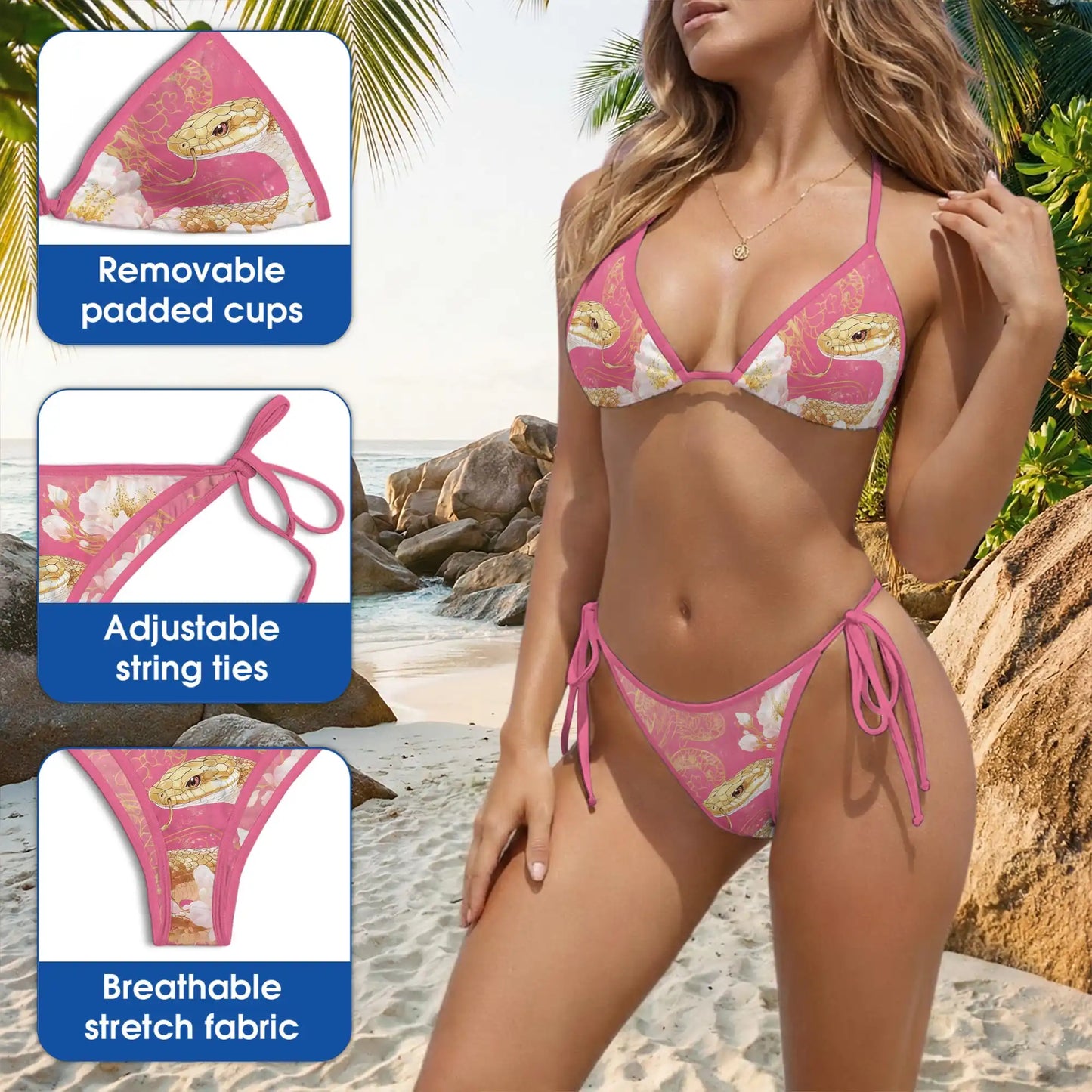 Snake Bikini Set, Exotic Reptile Two Piece Swimsuit | Azhawaiian