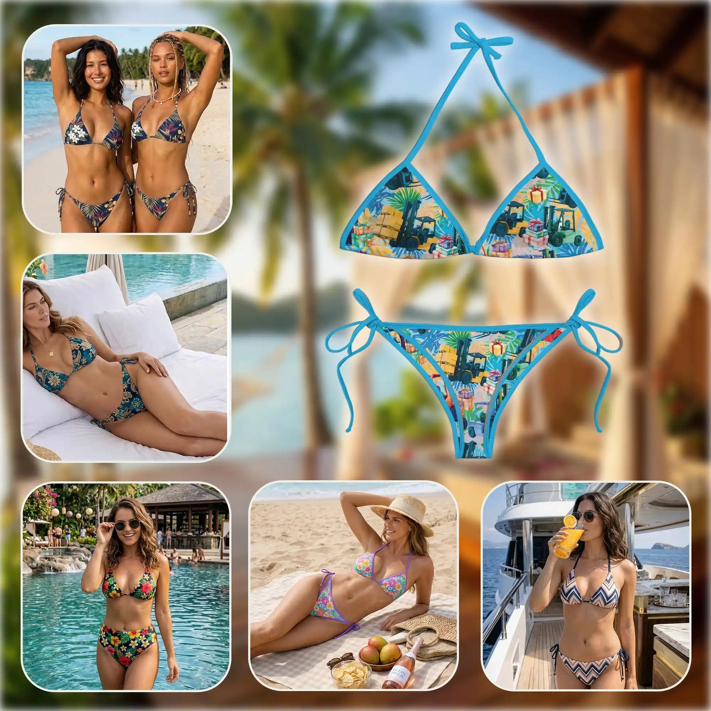 Forklift Bikini Set for Women, Two Piece Swimsuit, Industrial Vehicle Beachwear | Azhawaiian
