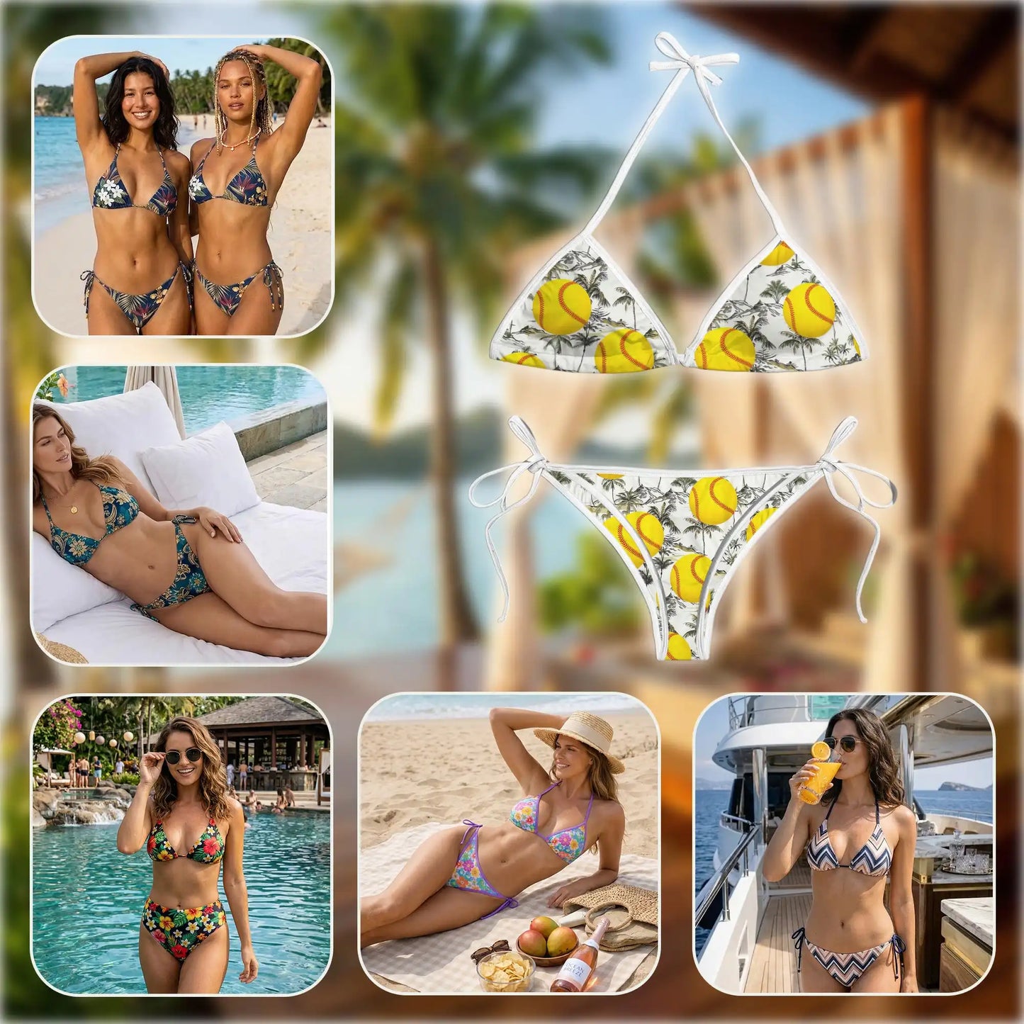 Softball Bikini Set for Women, Two Piece Swimsuit, Sports Beachwear | Azhawaiian