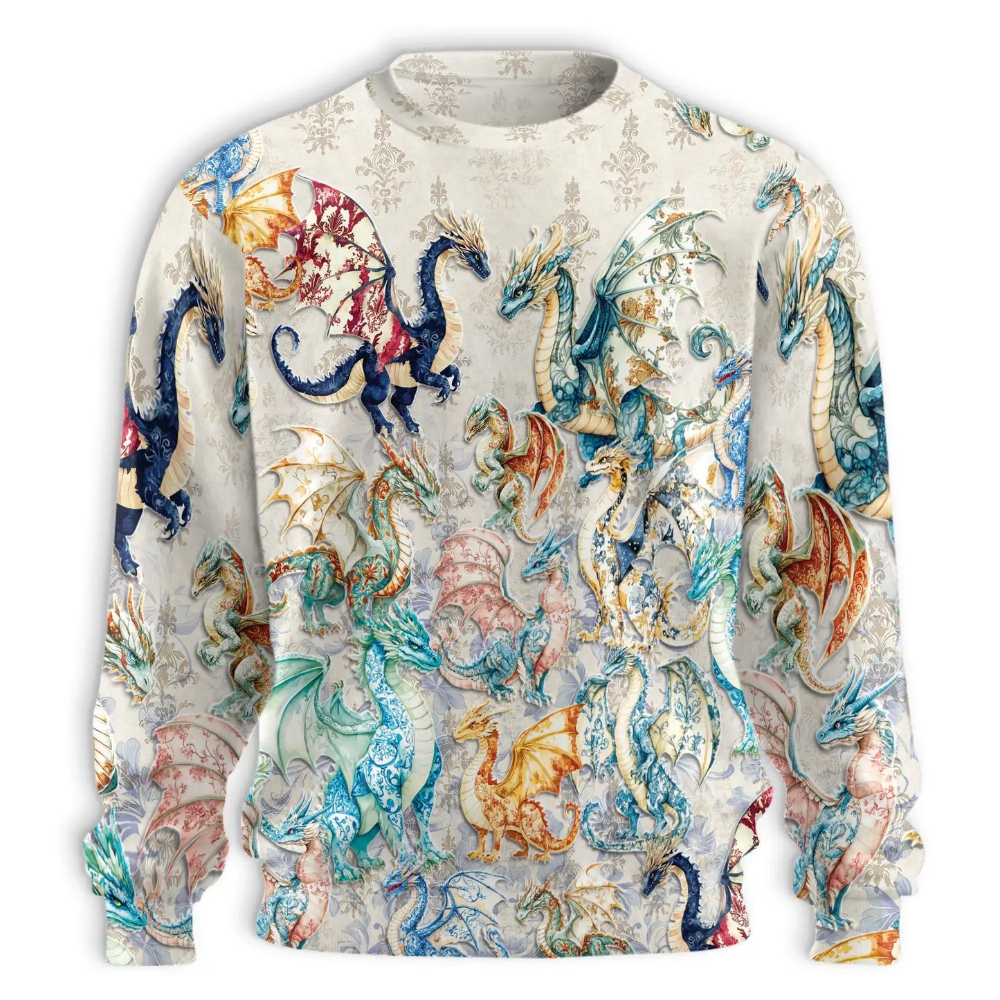 Dragon Pattern Sweatshirt – Colorful Graphic 3D All Over Print Design