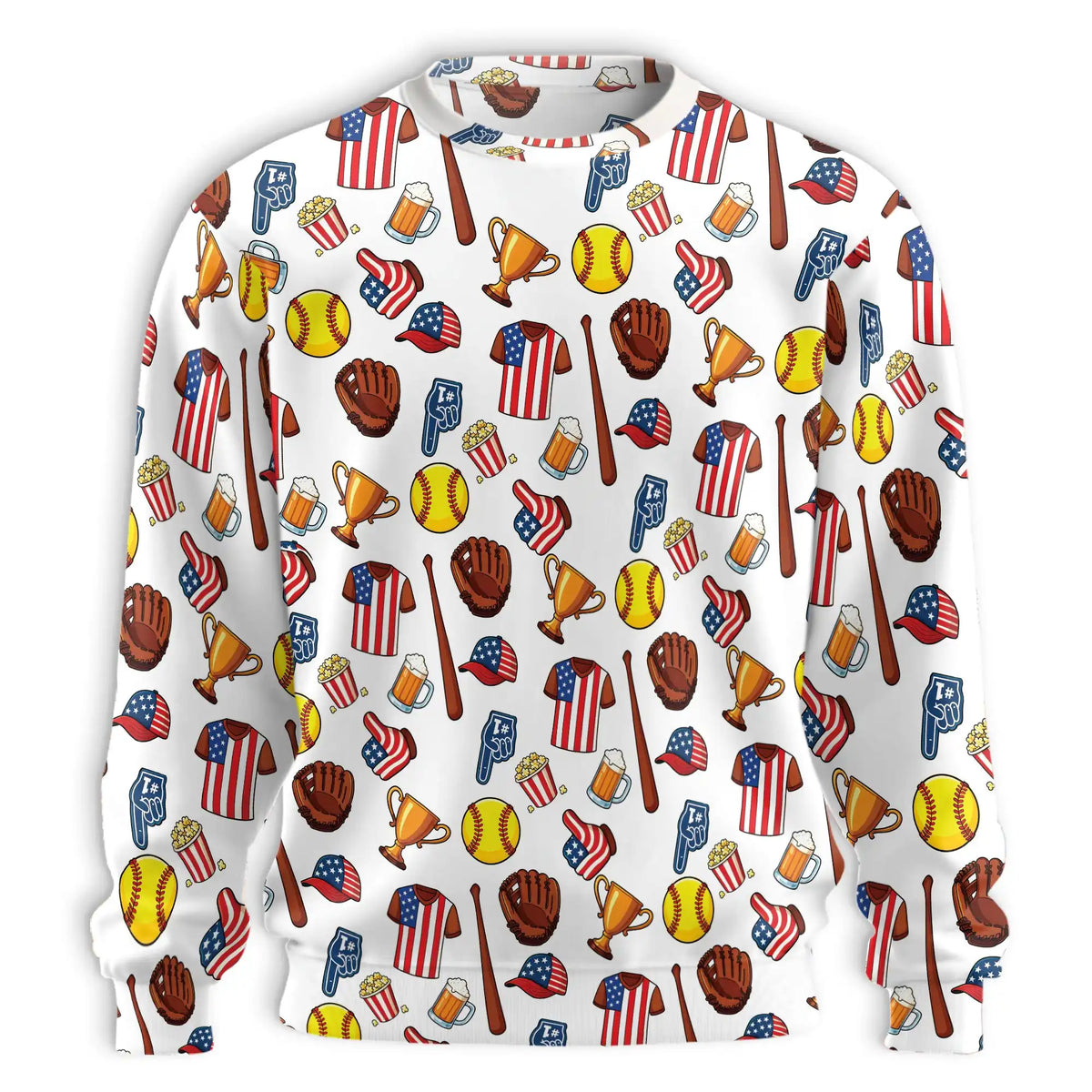 Baseball Pattern Sweatshirt – Colorful Graphic 3D All Over Print Design