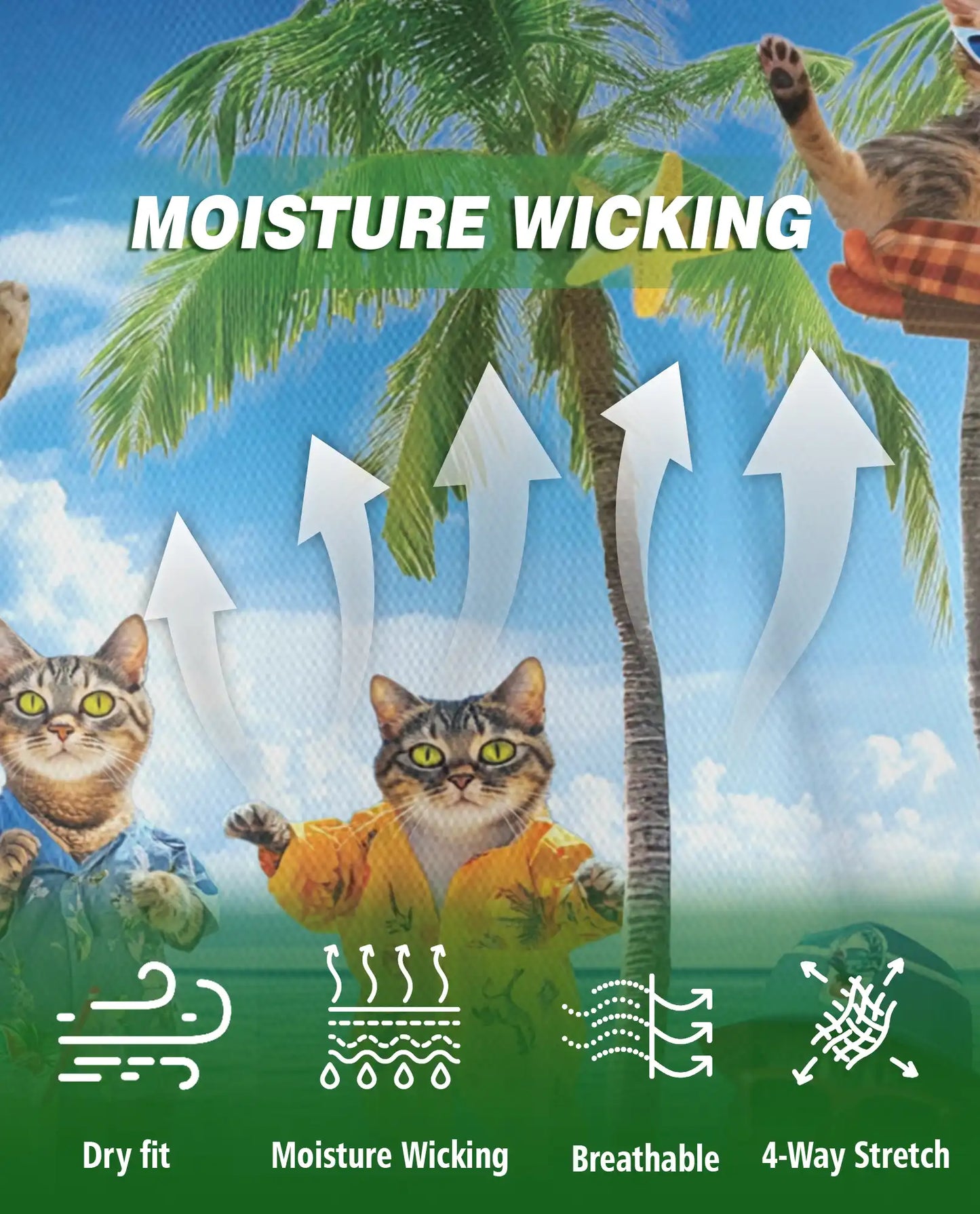 Funny Beach Cat Polo Shirt for Men-Tropical Cat Lover Shirt | Azhawaiian