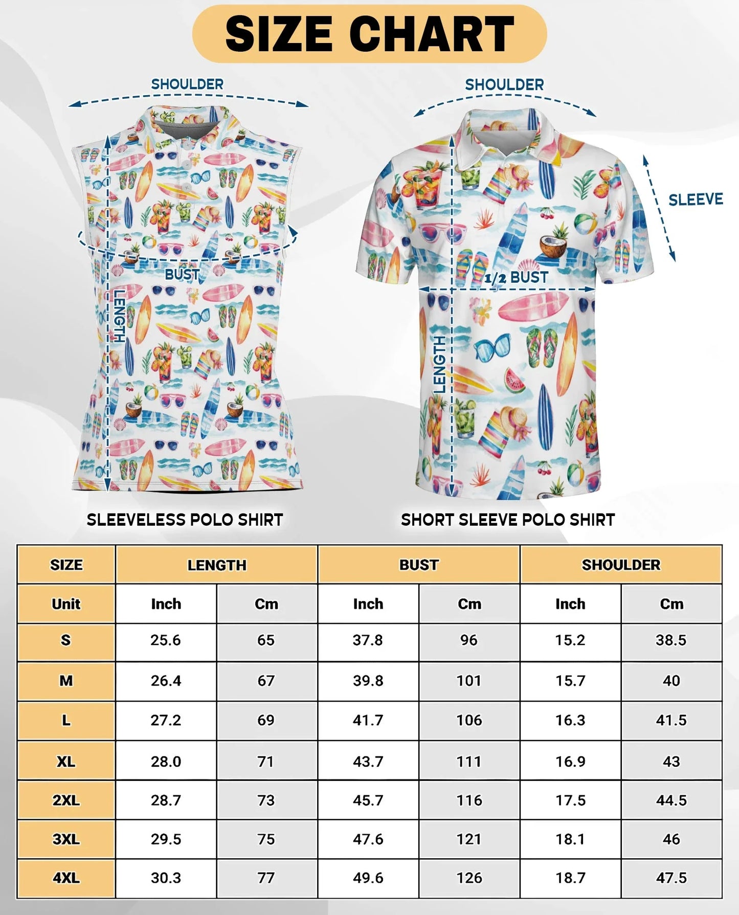 Colorful Tropical Surf Beach Sleeveless Polo Shirt for Women | Azhawaiian