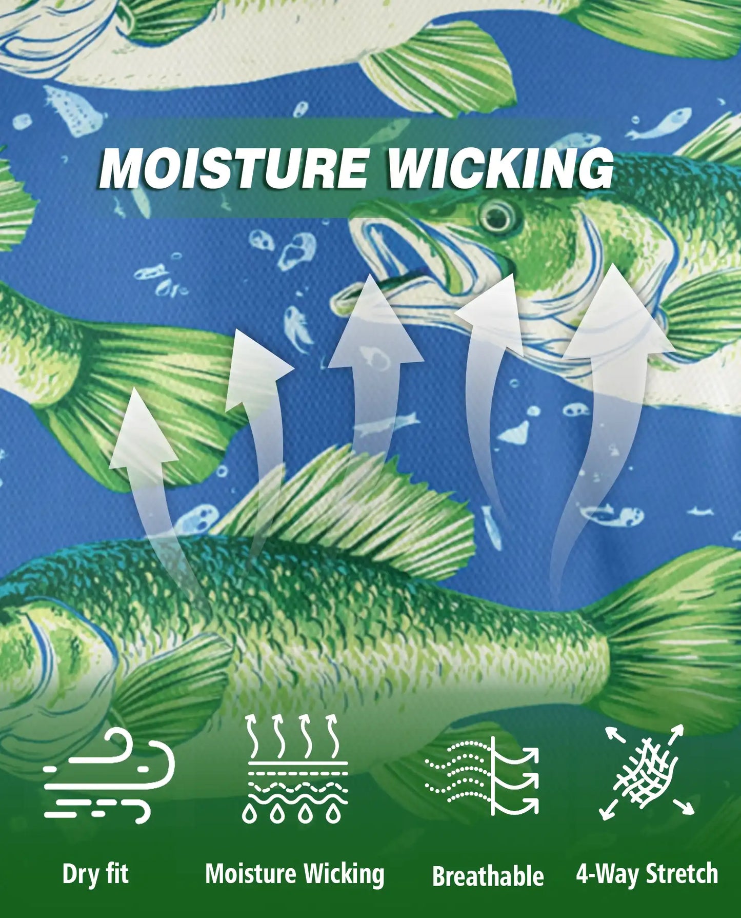 Largemouth Bass Fish Polo Shirt for Men- Angler Fish Pattern | Azhawaiian