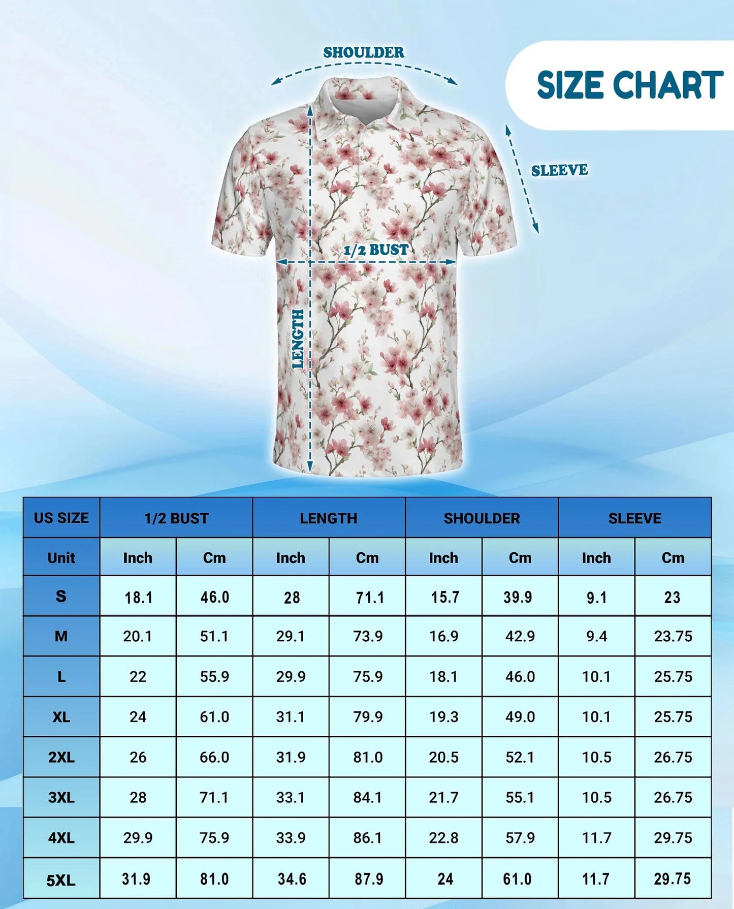 Cherry Blossom Pattern Polo Shirt for Men, Japanese Floral Style | Azhawaiian