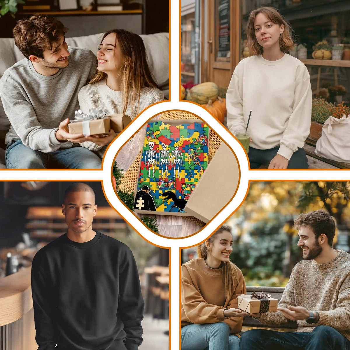 Dad and Son Dinosaur Skeleton Puzzle Pieces Sweatshirt – Colorful Graphic 3D All Over Print Design