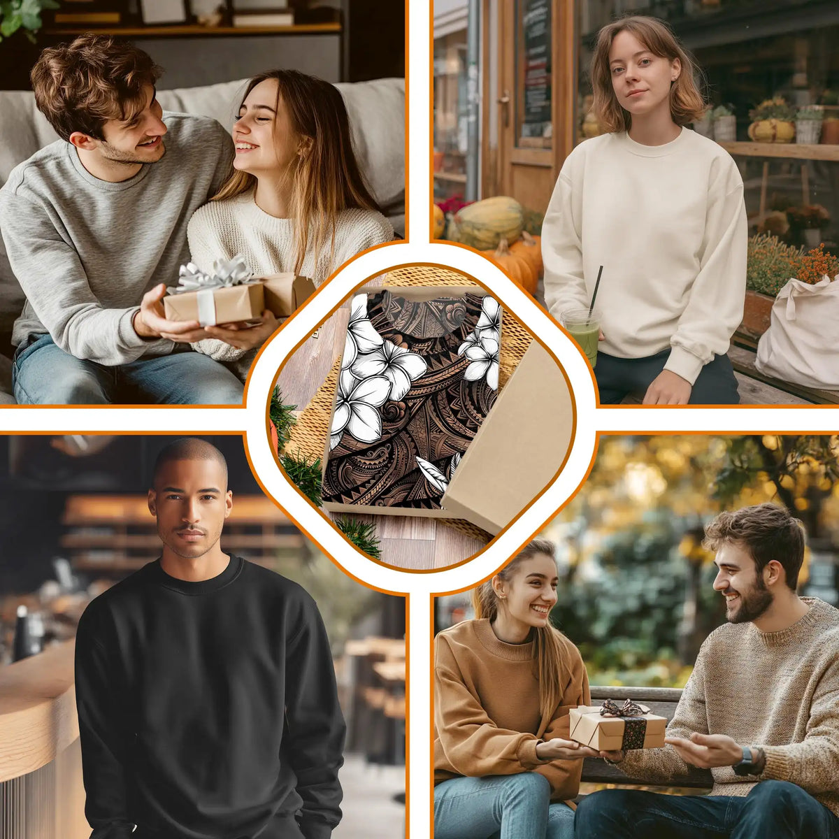 Hibiscus Tribal Floral Brown Sweatshirt – Tropical 3D All Over Print Design