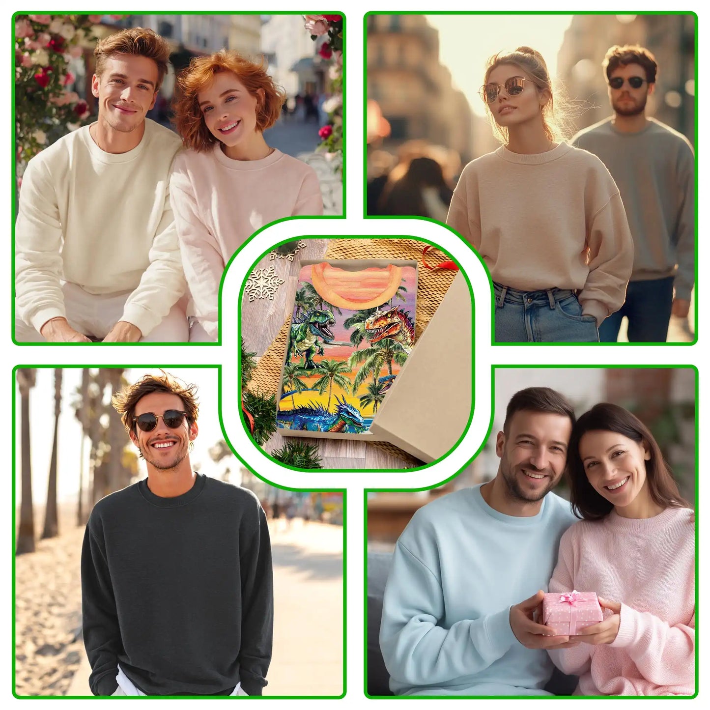 Colorful Dinosaur Tropical Sweatshirt – Tropical 3D All Over Print Design