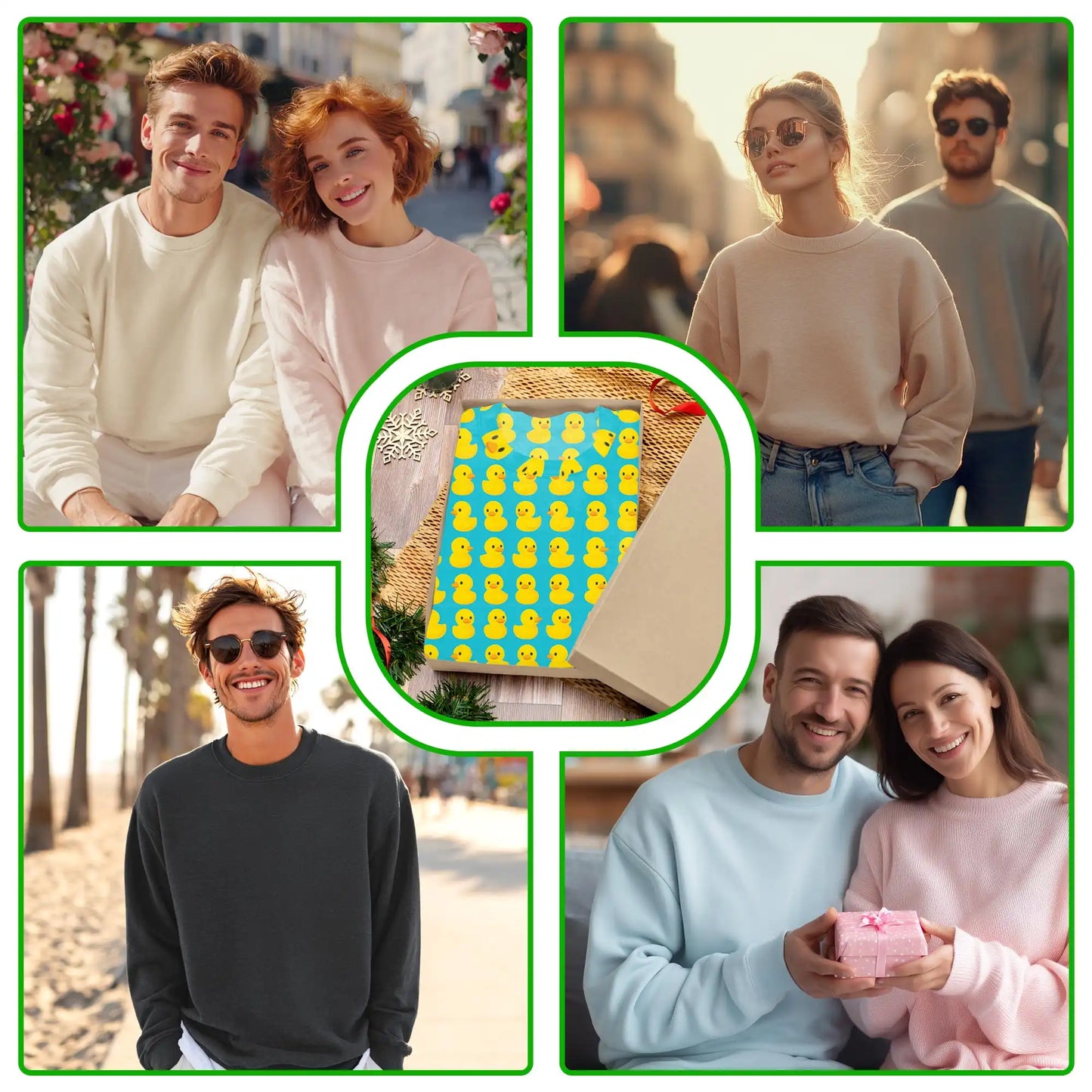 Cute Yellow Rubber Ducks Blue Sweatshirt – Colorful Graphic 3D All Over Print Design