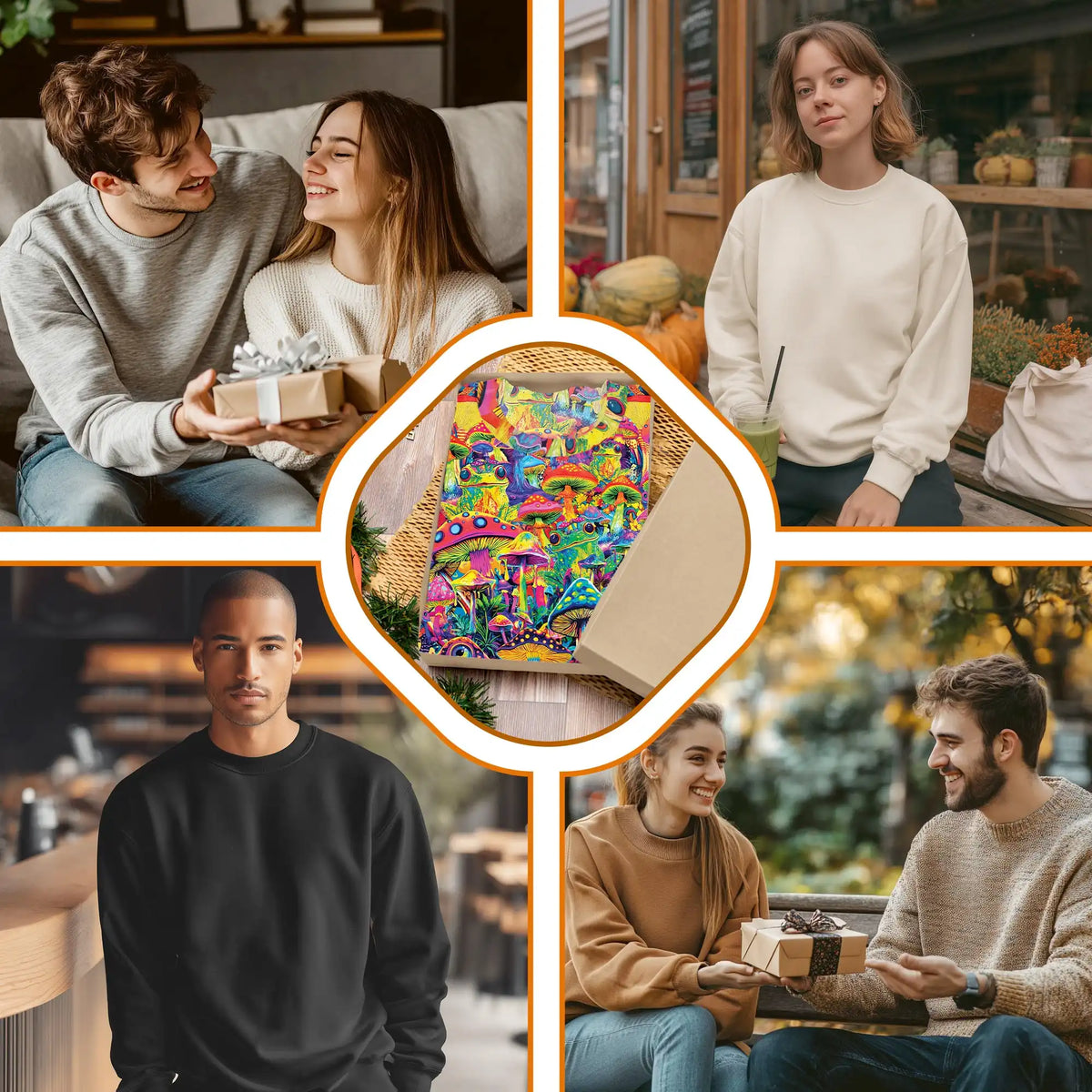 Hippie Mushroom Sweatshirt – Colorful Graphic 3D All Over Print Design