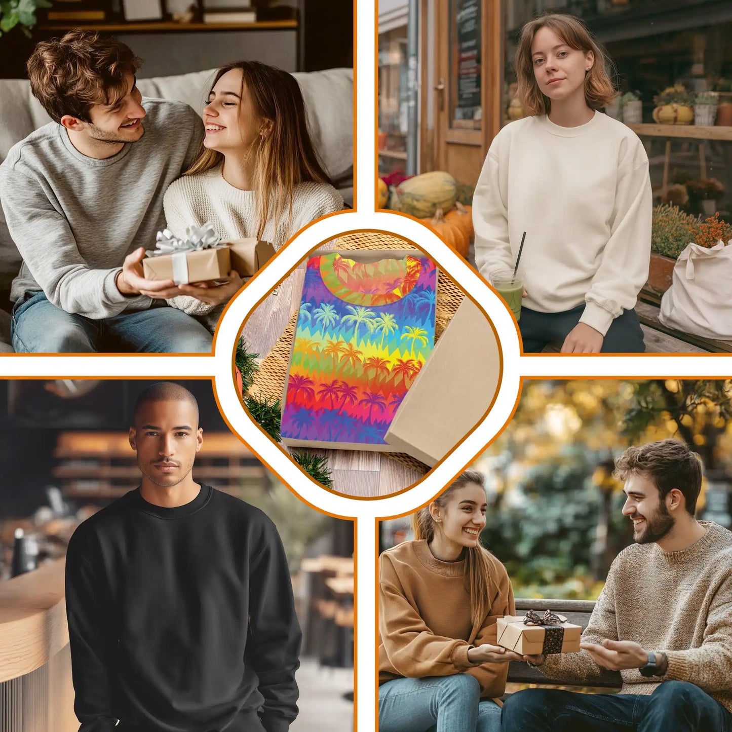 Rainbow Palm Tree Pattern Sweatshirt – Tropical 3D All Over Print Design