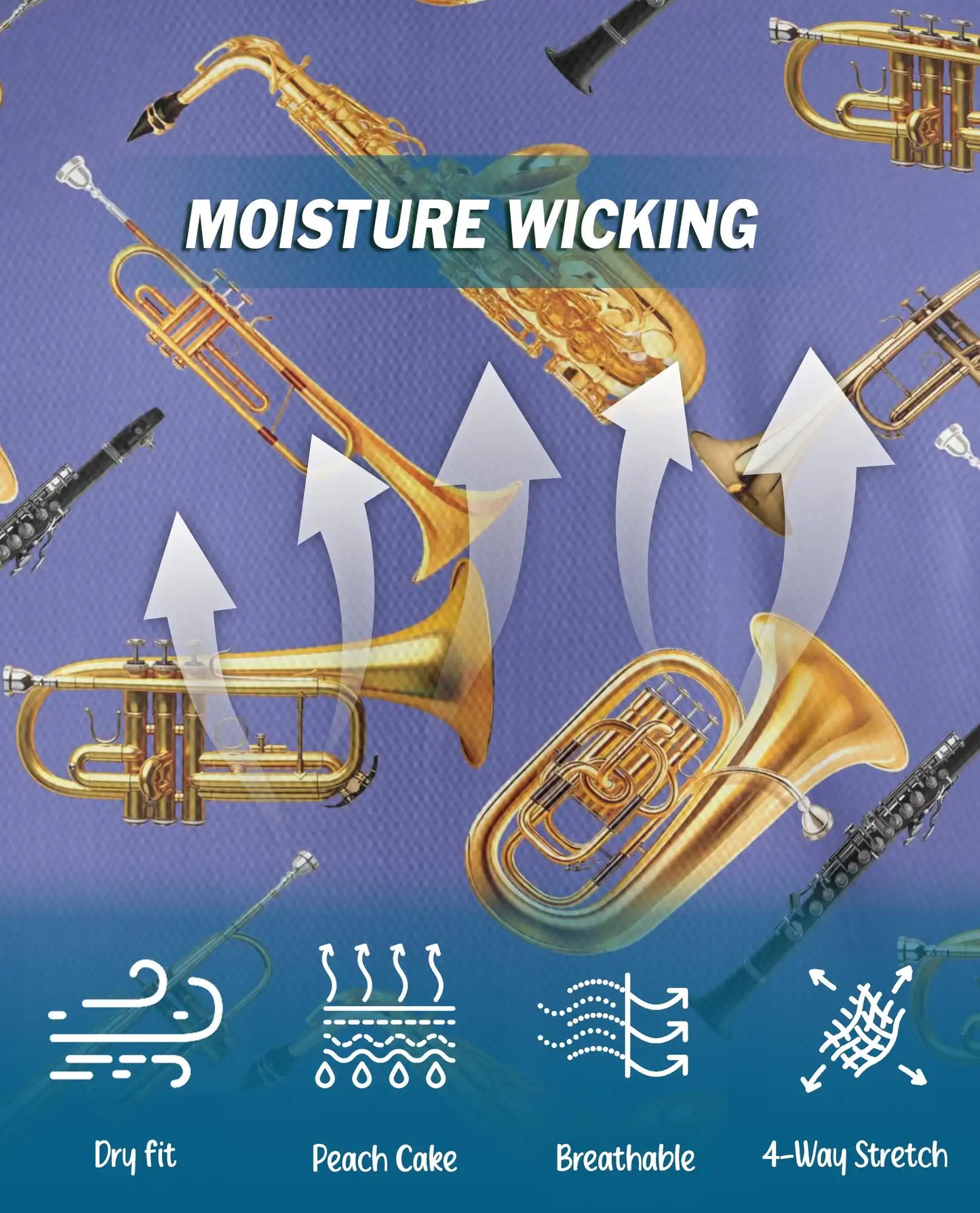 Musical Instruments Polo Shirt for Men-Print Saxophone Trumpet | Azhawaiian
