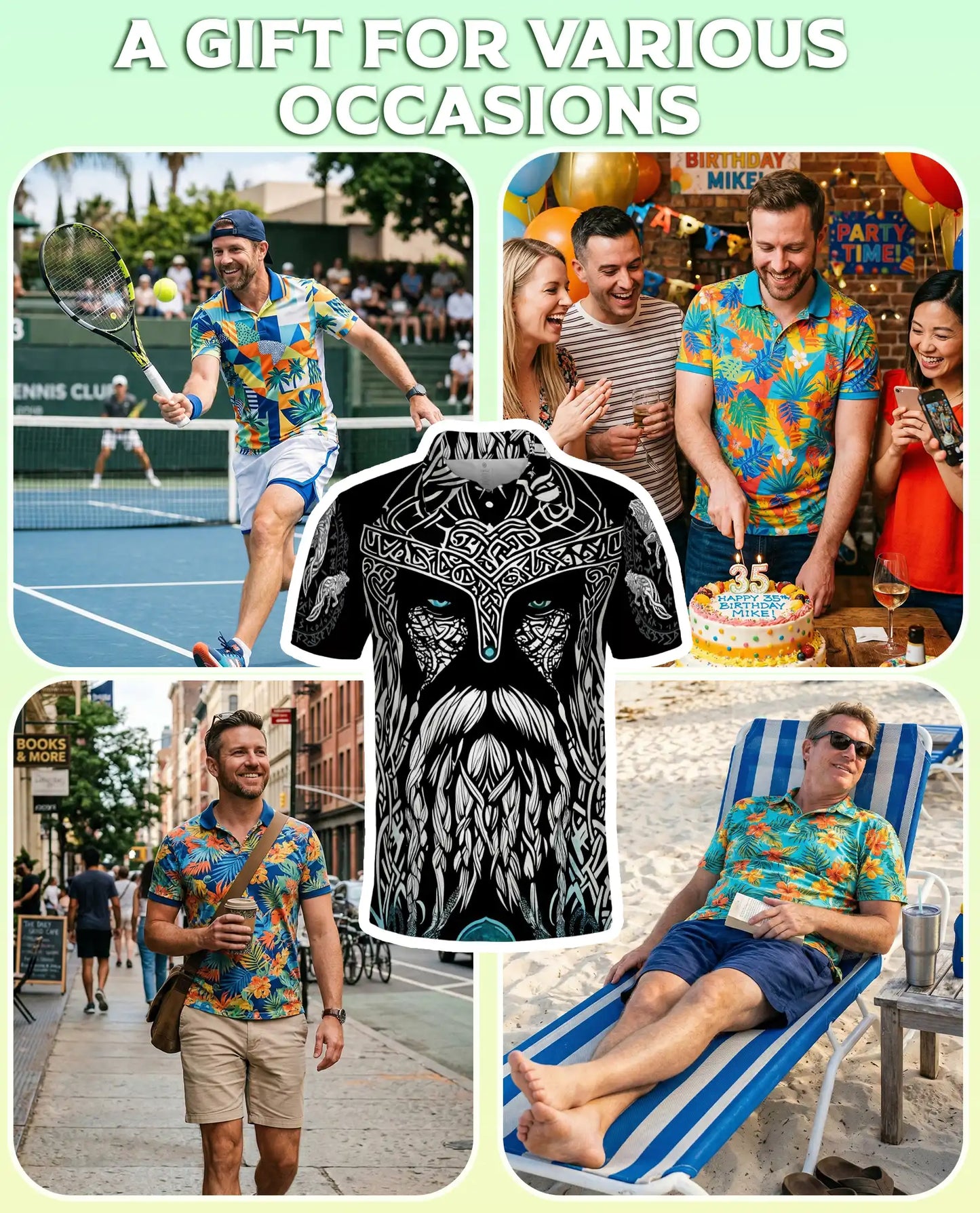 Nordic Viking Warrior 3D Polo Shirt for Men, Celtic Norse Mythology Style | Azhawaiian