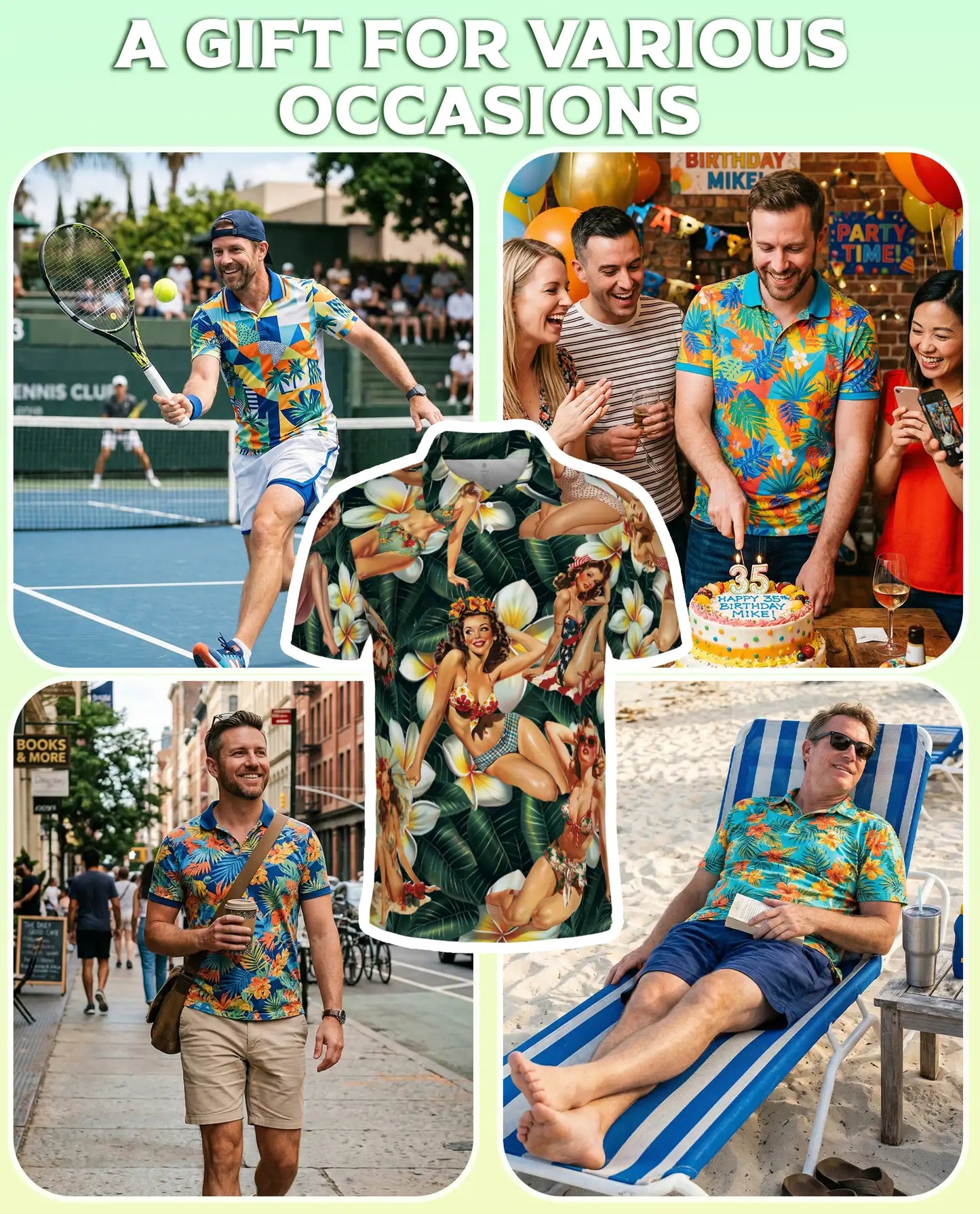 Vintage Pin Up Tropical Polo Shirt | Azhawaiian