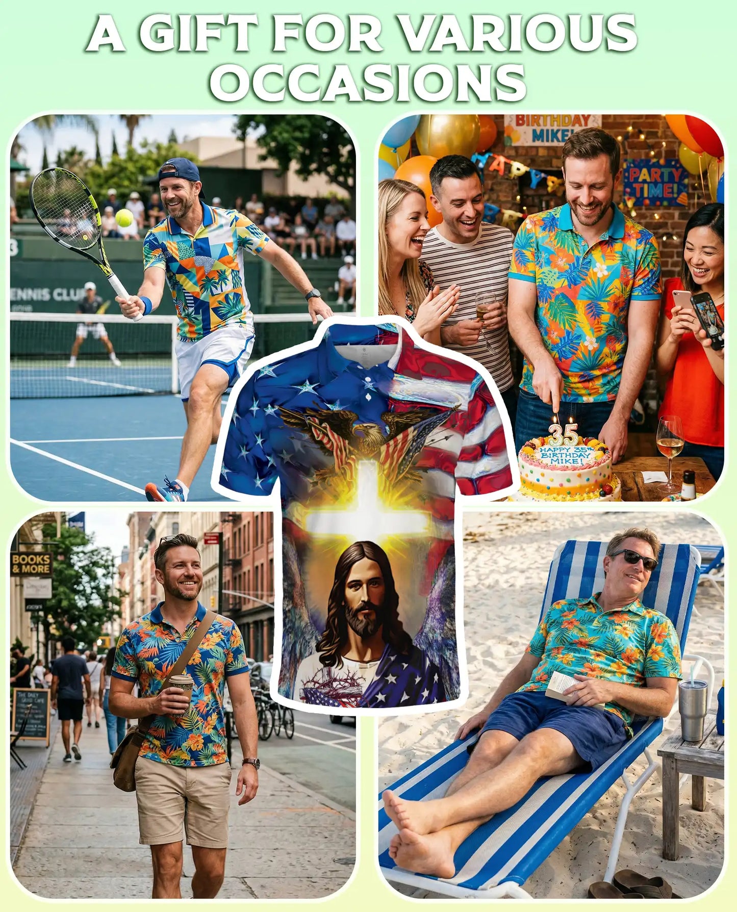 Jesus American Eagle 3D Polo Shirt for Men, Patriotic Christian Faith Style | Azhawaiian