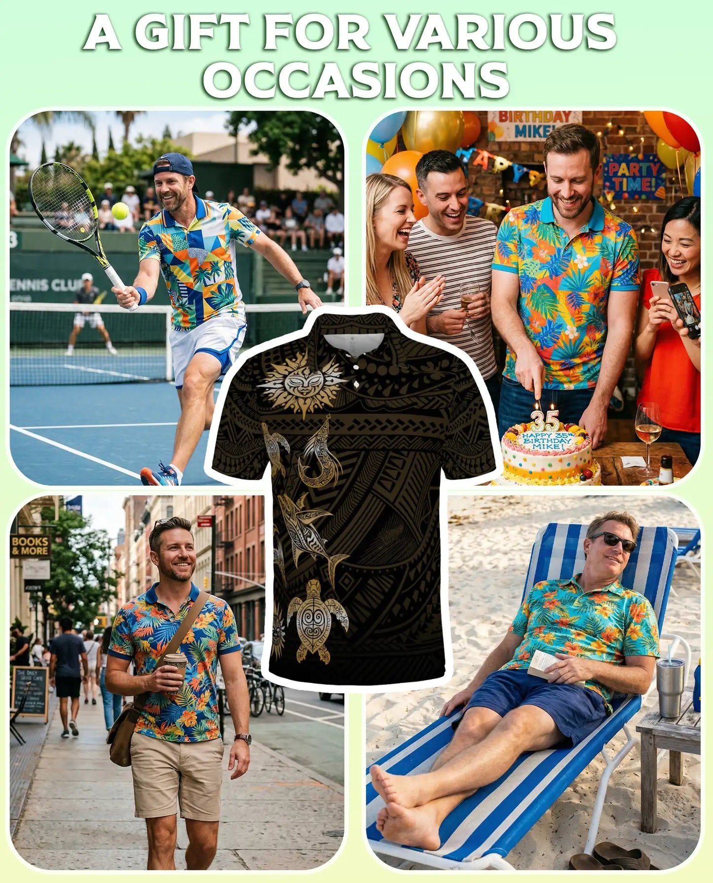 Polynesian Sea Turtle 3D Polo Shirt for Men, Tribal Ocean Style | Azhawaiian
