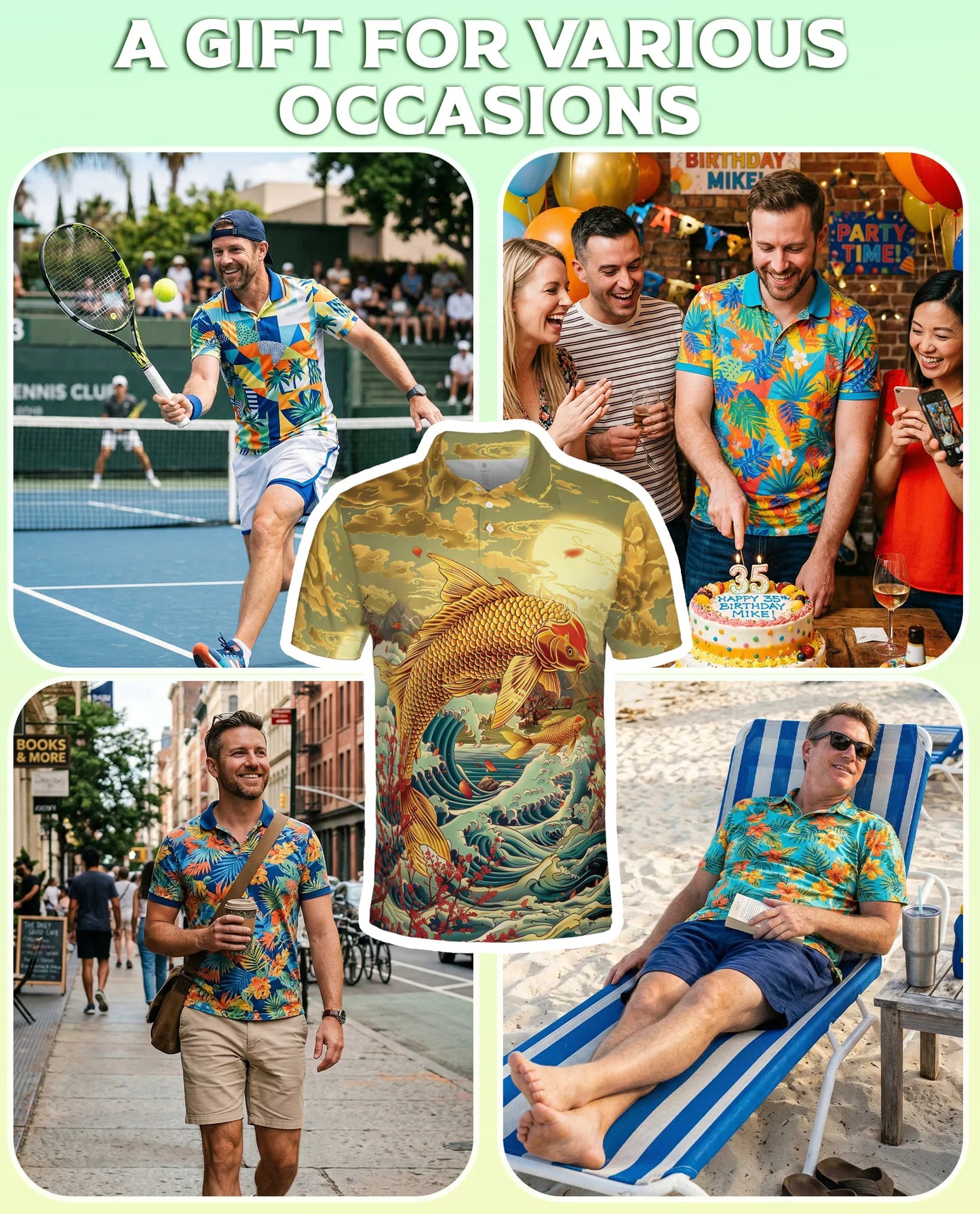 Golden Koi Fish 3D Polo Shirt for Men, Japanese Ocean Art Style | Azhawaiian