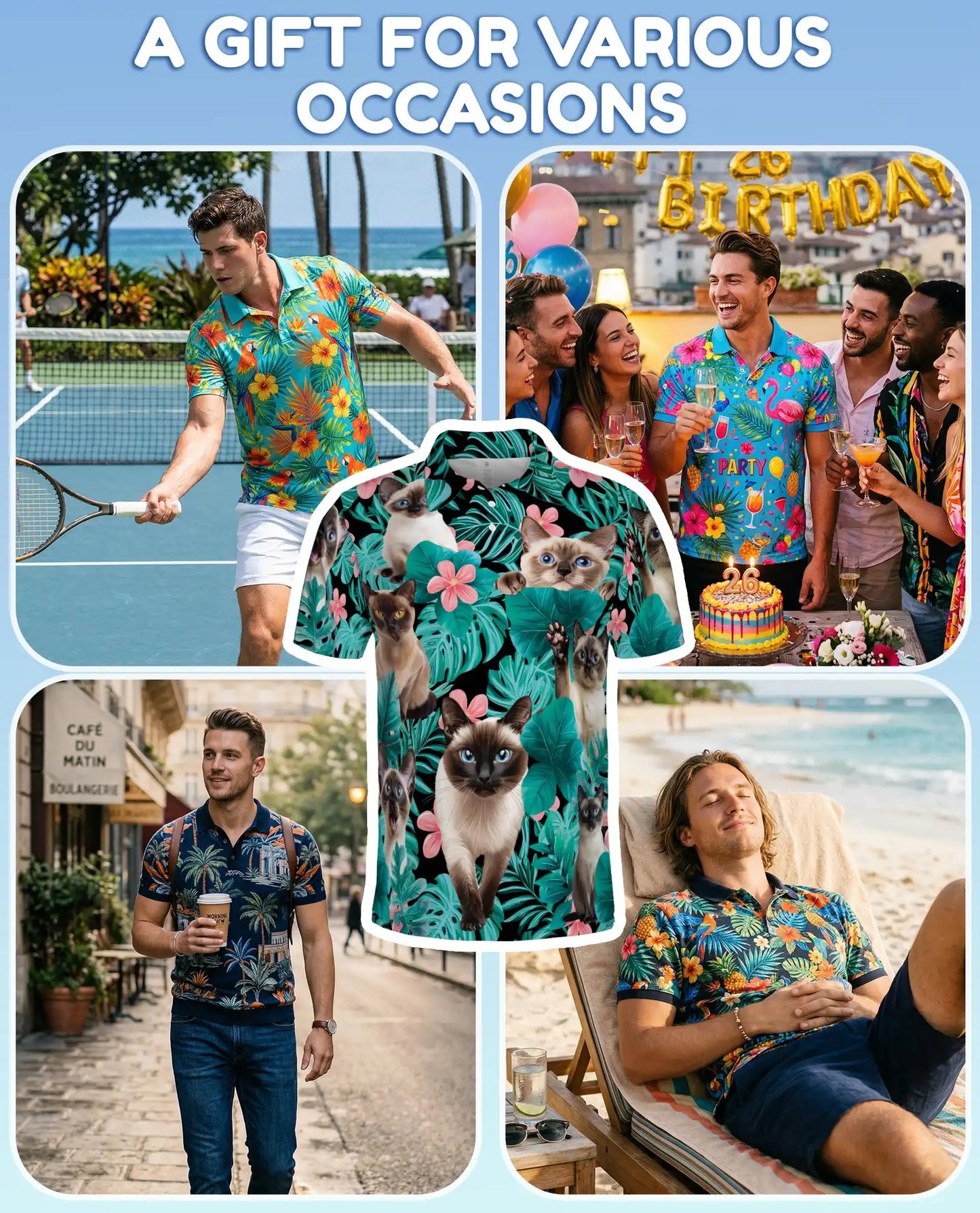 Siamese Cat Tropical Polo Shirt | Azhawaiian