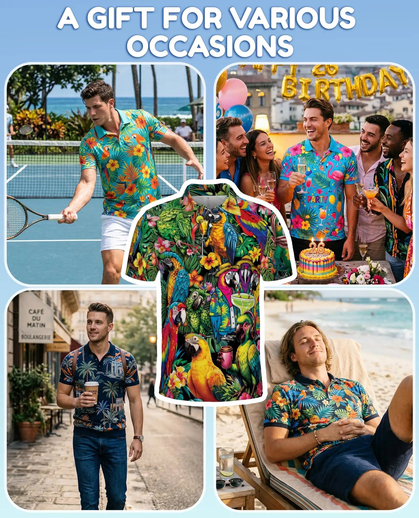 Tropical Parrot Polo Shirt, Colorful Island Style | Azhawaiian