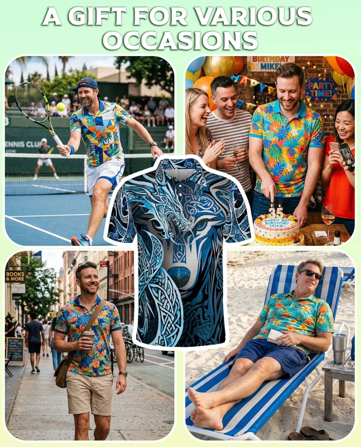 Wolf Tribal 3D Polo Shirt for Men, Nordic Celtic Animal Style | Azhawaiian