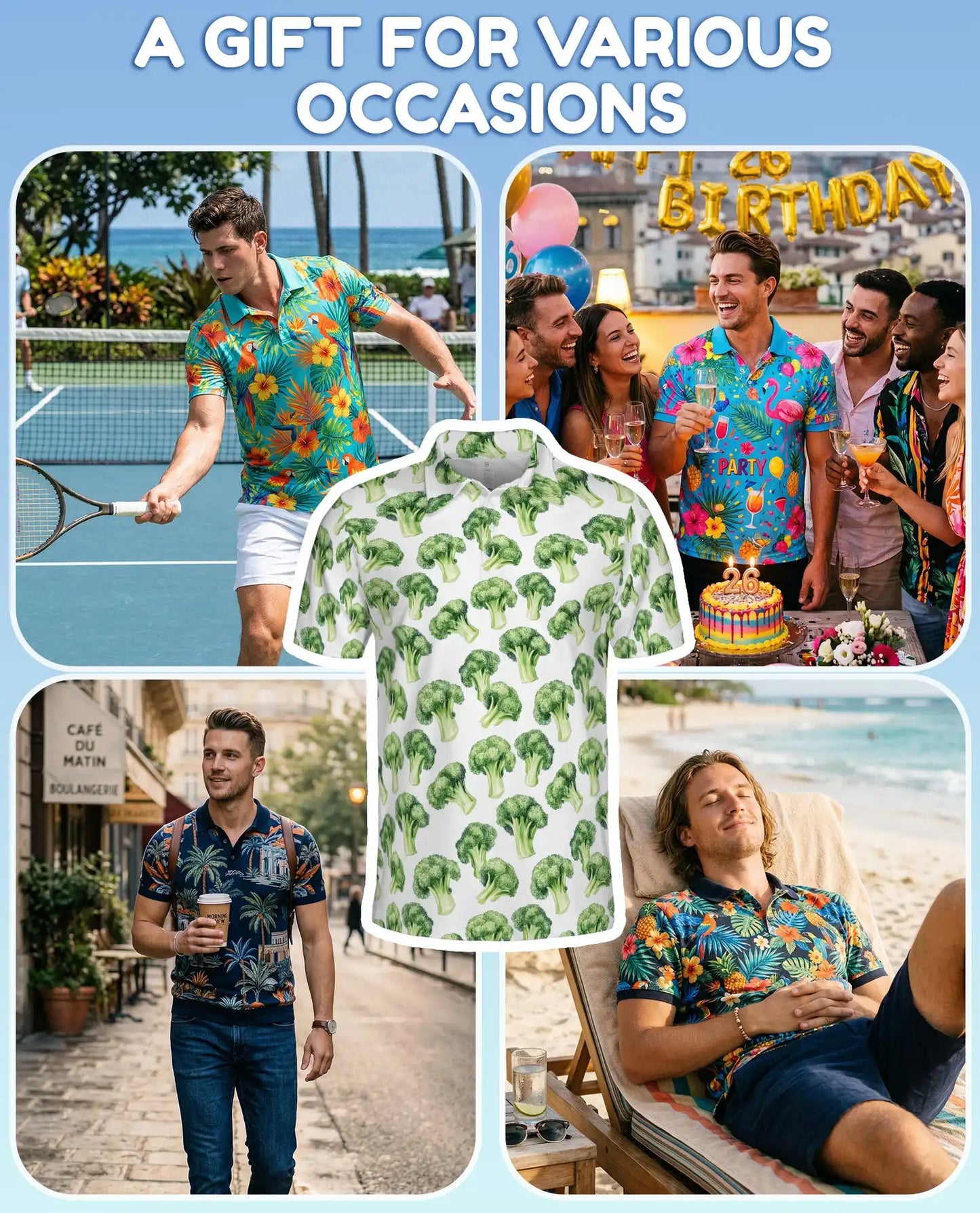 Broccoli Polo Shirt - Vegetable Lover Garden Harvest Botanical Design | Azhawaiian