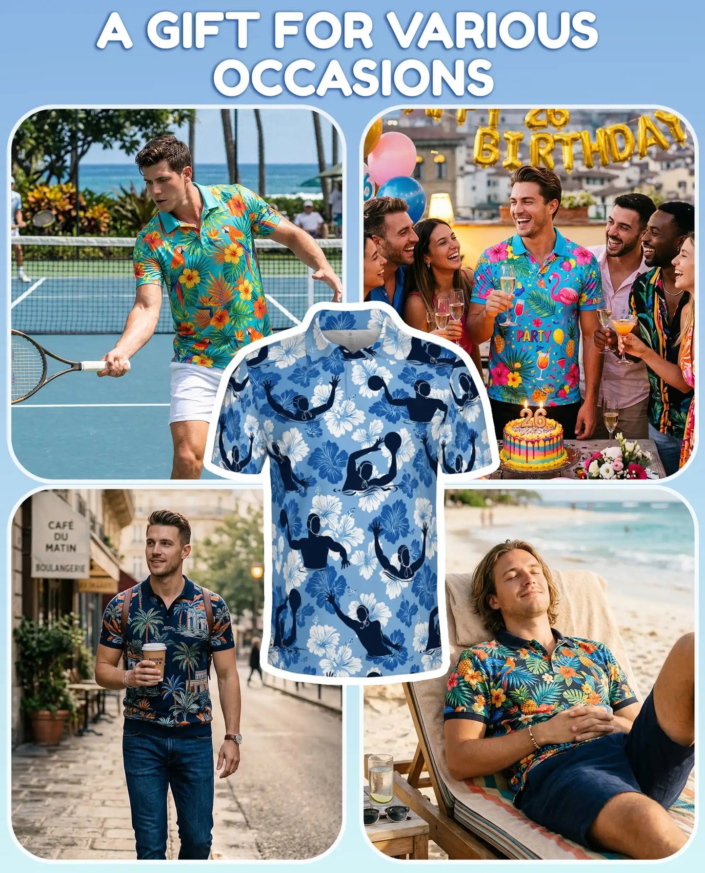 Tropical Water Polo Polo Shirt - Hawaiian Sports Summer Style | Azhawaiian
