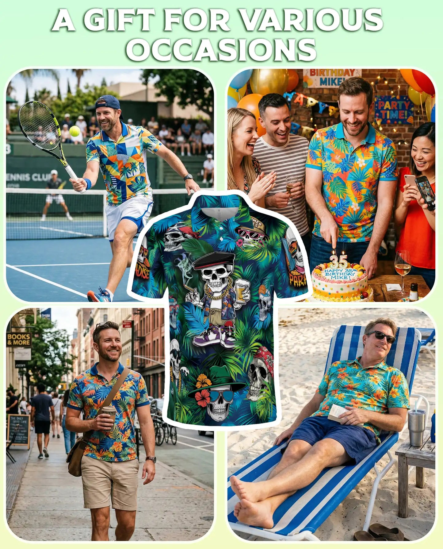 Skull Tropical Summer Polo Shirt | Azhawaiian