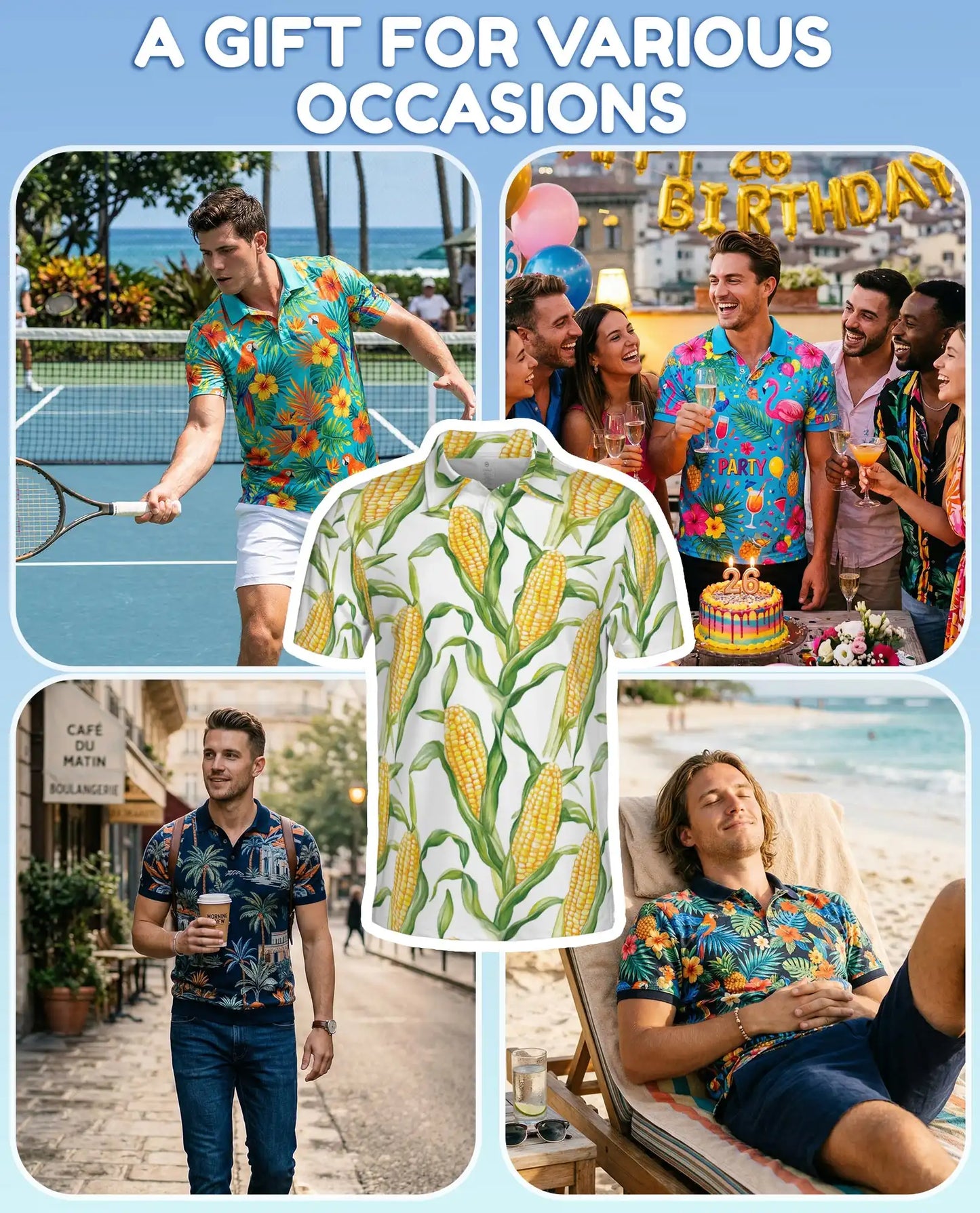 Corn Polo Shirt - Sweet Corn Farm Harvest Botanical Design | Azhawaiian