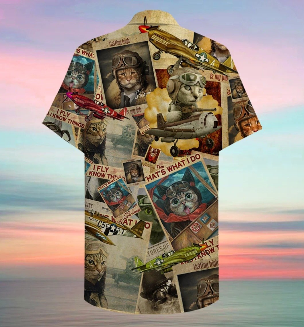 Happy Pilot Cat Hawaiian Shirt