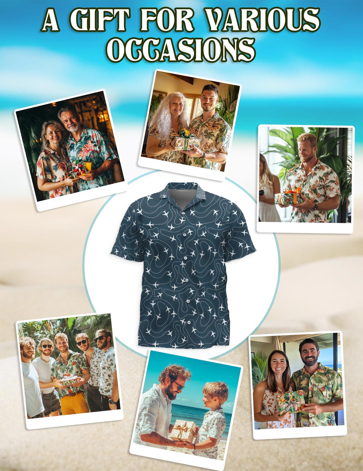 Airplane Hawaiian Shirt for Men, Button Down Aloha Shirt - Azhawaiian