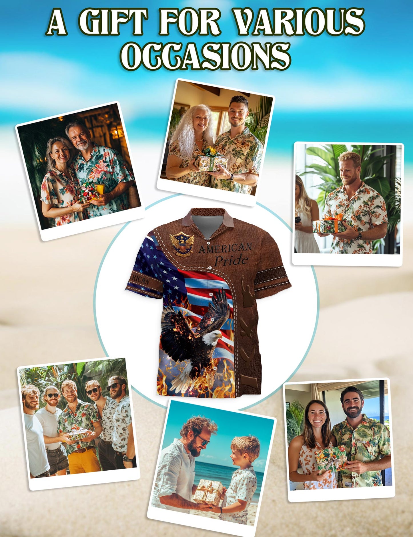 American Pride Patriotism Hawaiian Shirt for Men, Button Down Aloha Shirt - Azhawaiian