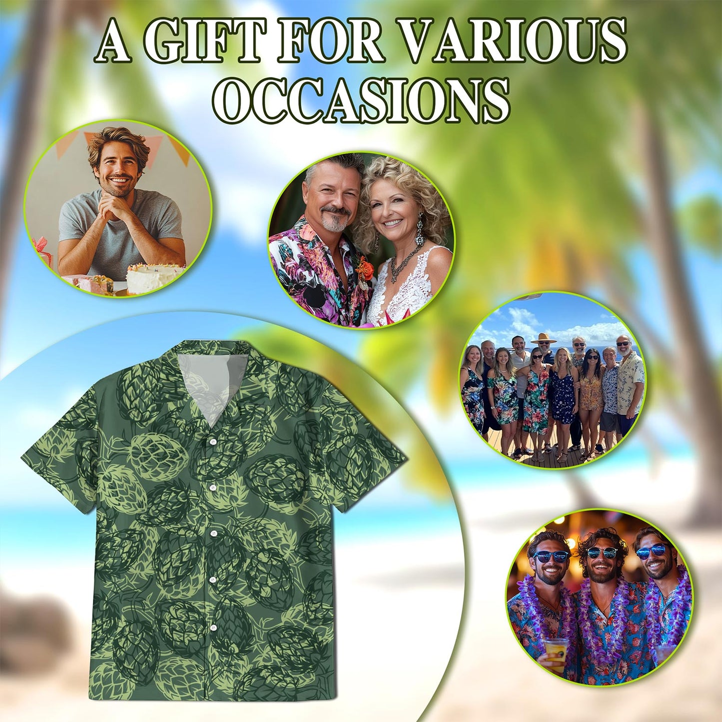 Beer Hops Seamless Hawaiian Shirt for Men, Button Down Aloha Shirt - Azhawaiian