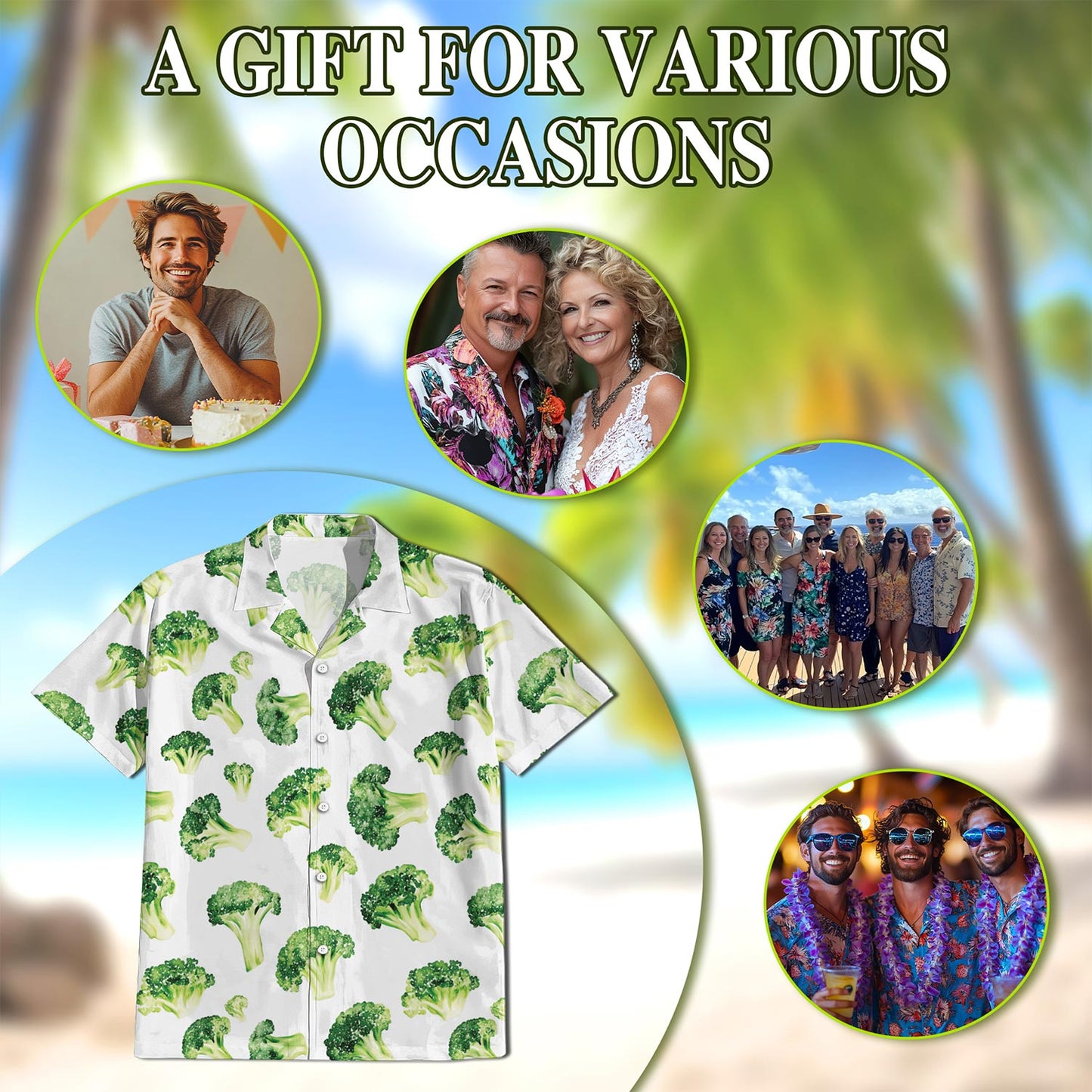 Broccoli Hawaiian Shirt for Men, Button Down Aloha Shirt - Azhawaiian