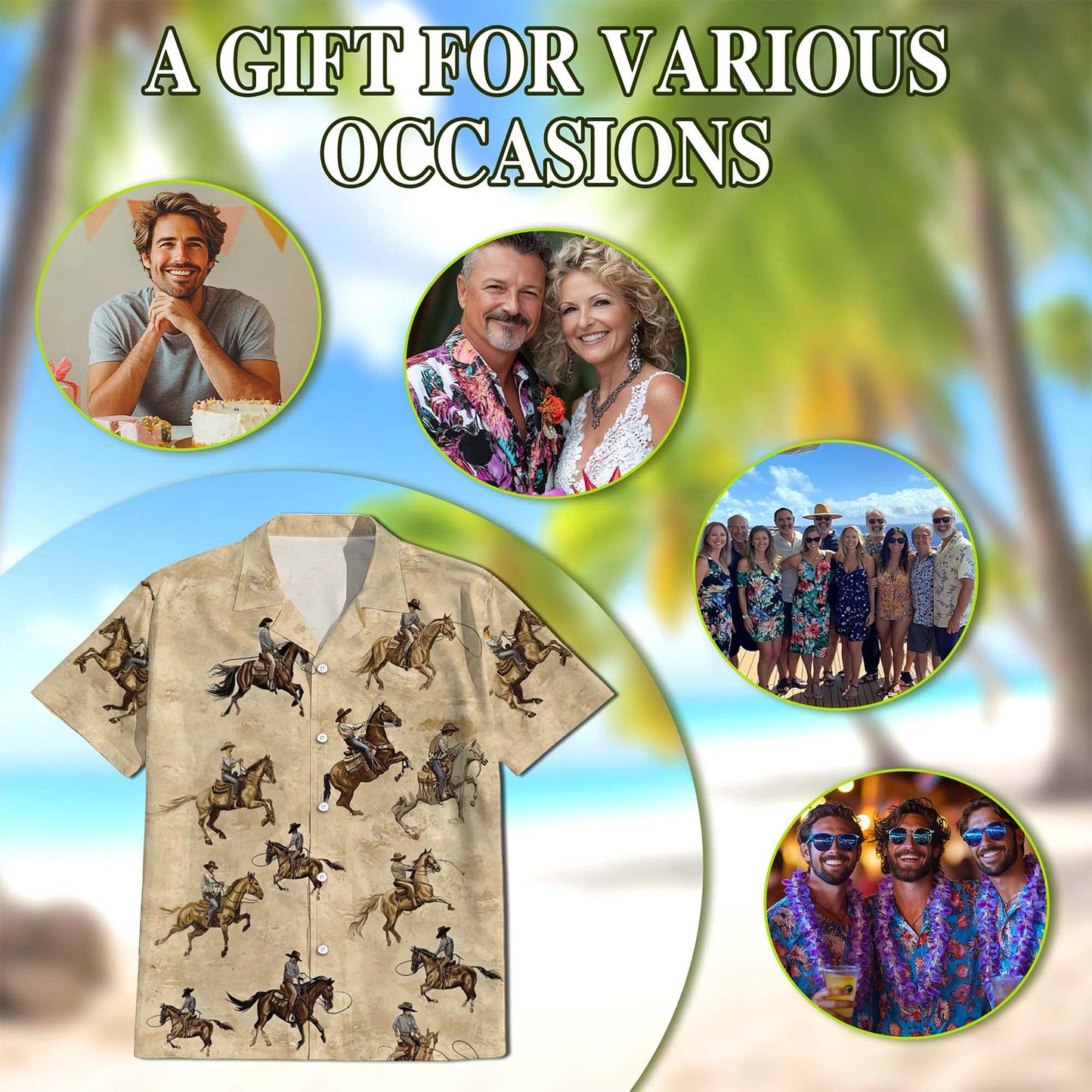 Brown Horse Rodeo Hawaiian Shirt for Men, Button Down Aloha Shirt - Azhawaiian