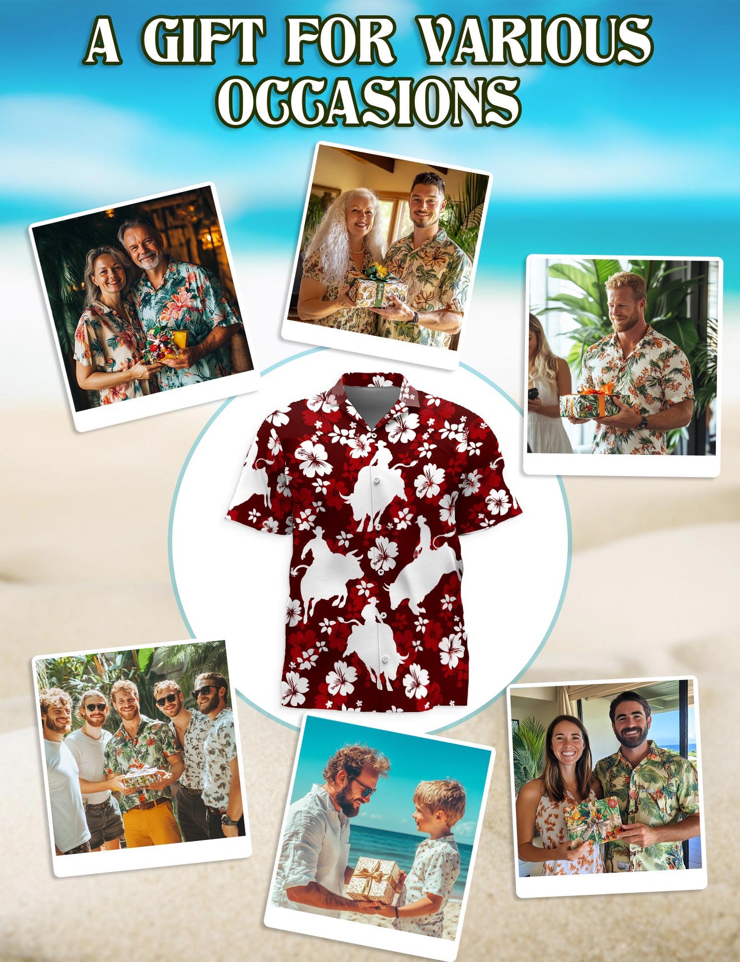 Bull Riding Hawaiian Shirt for Men, Button Down Aloha Shirt - Azhawaiian